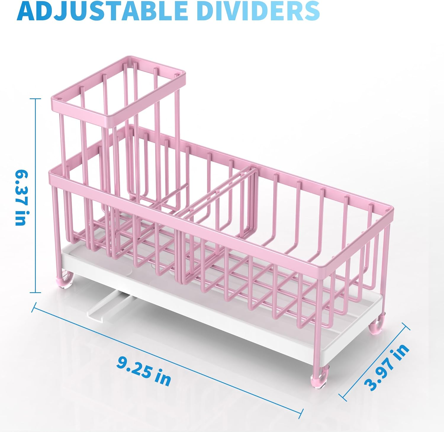 Cisily Pink Sponge Holder for Kitchen Sink, Sink Caddy Organizer with High Brush Holder, Countertop Organizers and Storage Essentials, Rustproof 304 Stainless Steel, Pink Kitchen Accessories and Decor image number 6