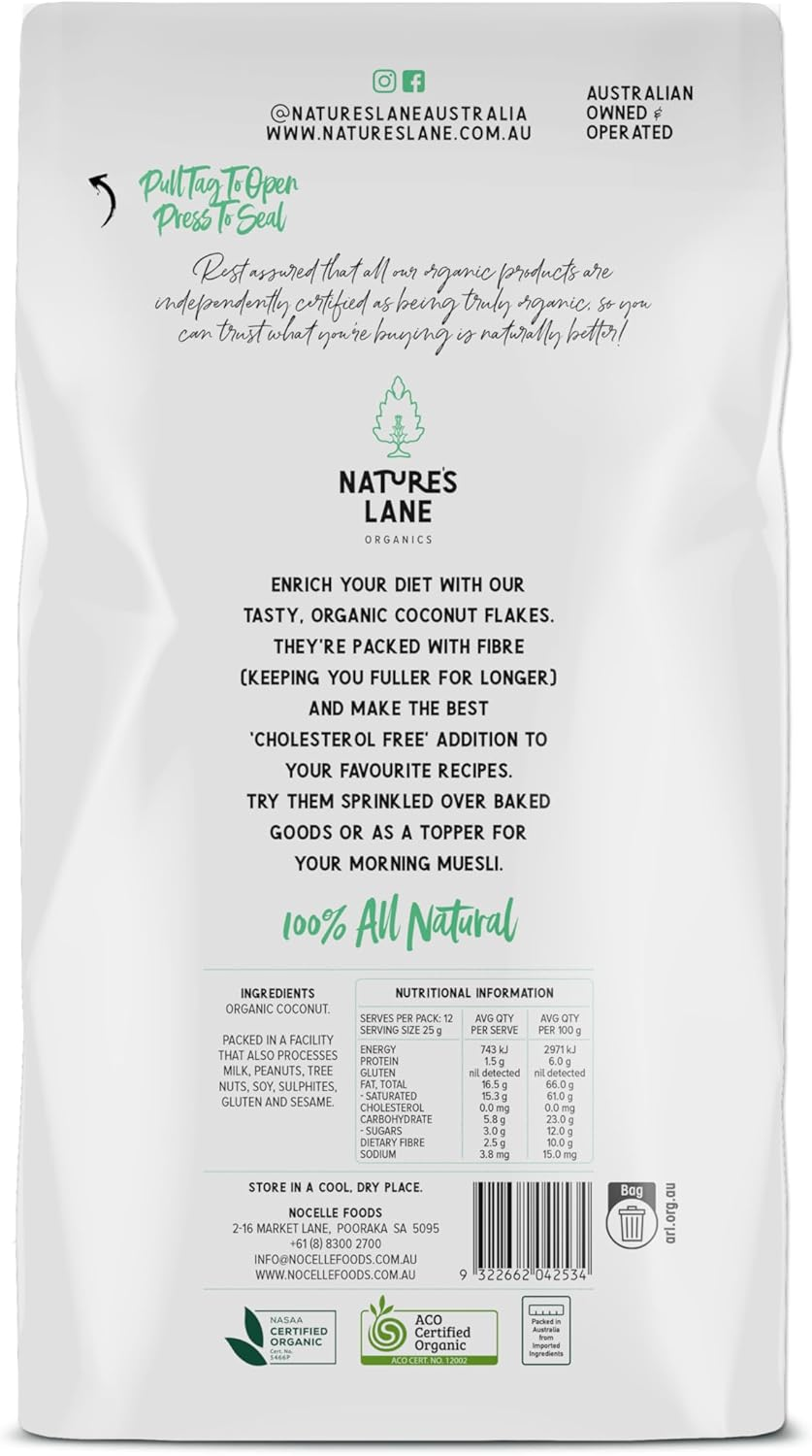 Natures Lane Organics Coconut Flakes 300 G