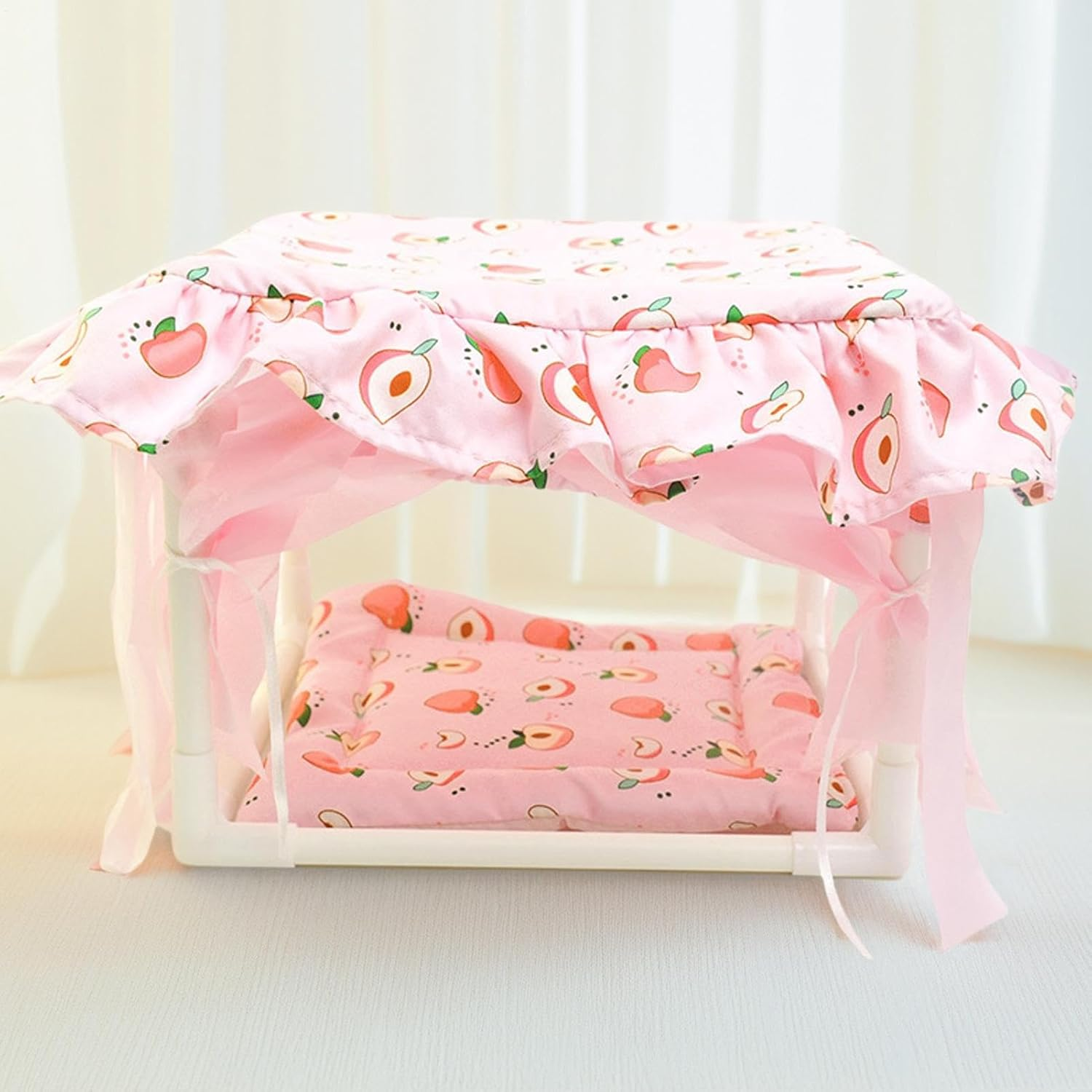 Hamster Hut | Cute Small Animal Habitat Hideaway Hut - Soft Tassel Door Bedding Shelter for Mice Playroom Bunny Chinchilla Gerbil Bedroom image number 2