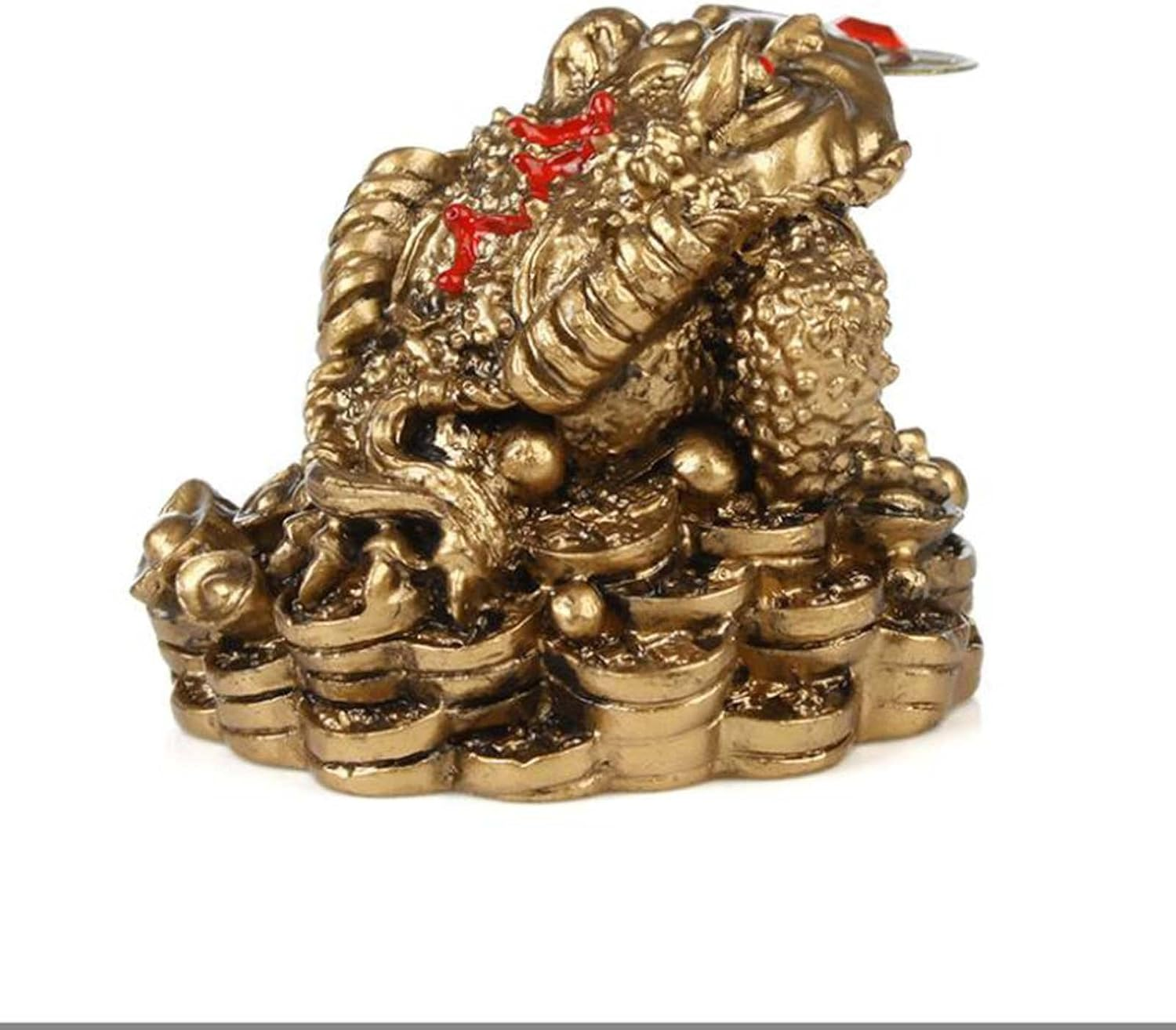Feng Shui Money Frog Statue, with Lucky Charm Ancient Coin Chinese Feng Shui Wealth Lucky Money Frog Statue for Office Desk House Desk Decor image number 4