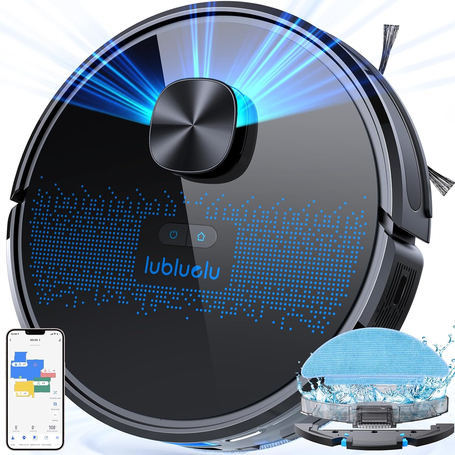 Lubluelu Robot Vacuum 4000Pa, 2 in 1 Robot Vacuum Cleaner and Mop, Lidar Navigation, 5 Editable Mapping,10 No-Go Zones,App/Alexa, Robot Vacuum Cleaner for Pet Hair, Carpet,Hard Floor SL60D image number 4