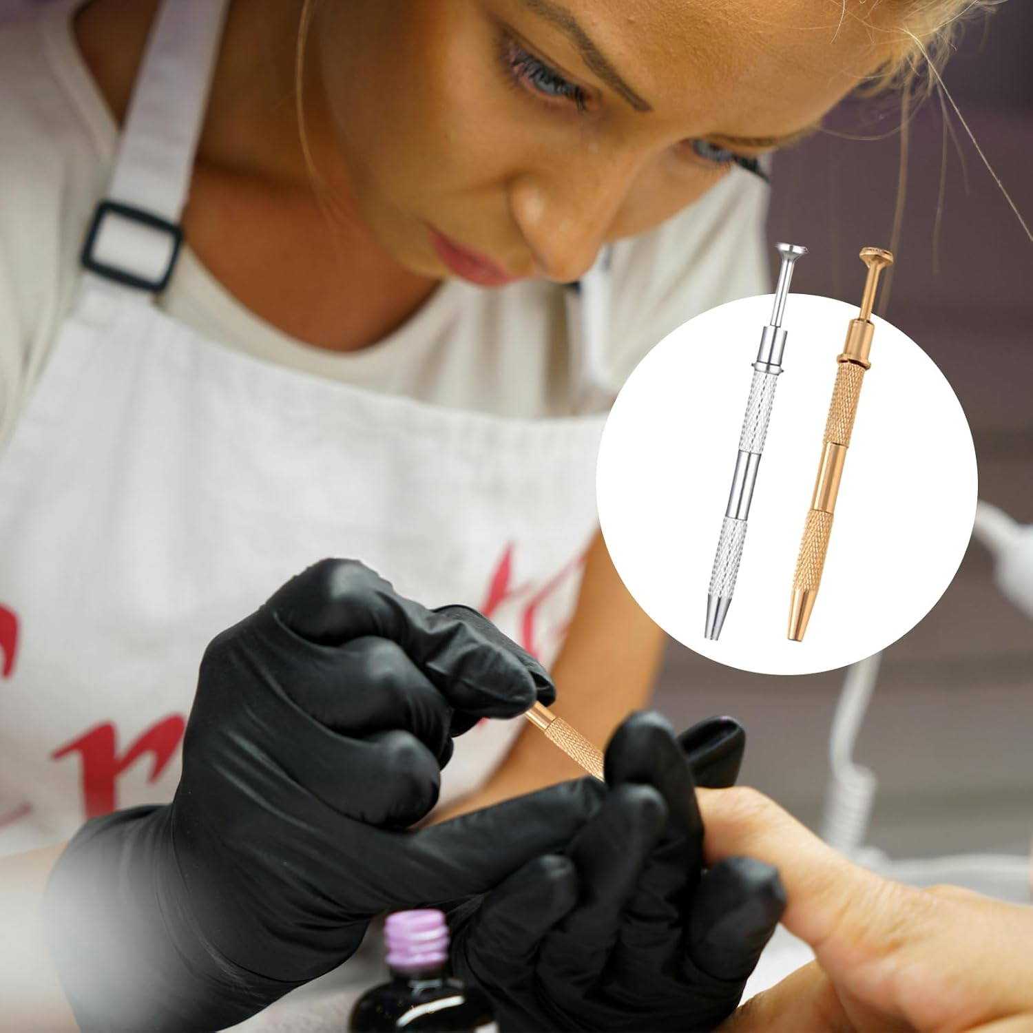 Agwenkui 100 Pcs Nail Sponges with Metal Grabber, Nail Buffer Block, Nail Art Tools Sponge Brush - Essential Nail Art Tools and Nail Tools for Creating Gradient and Ombre Nail Designs (Gold) image number 1