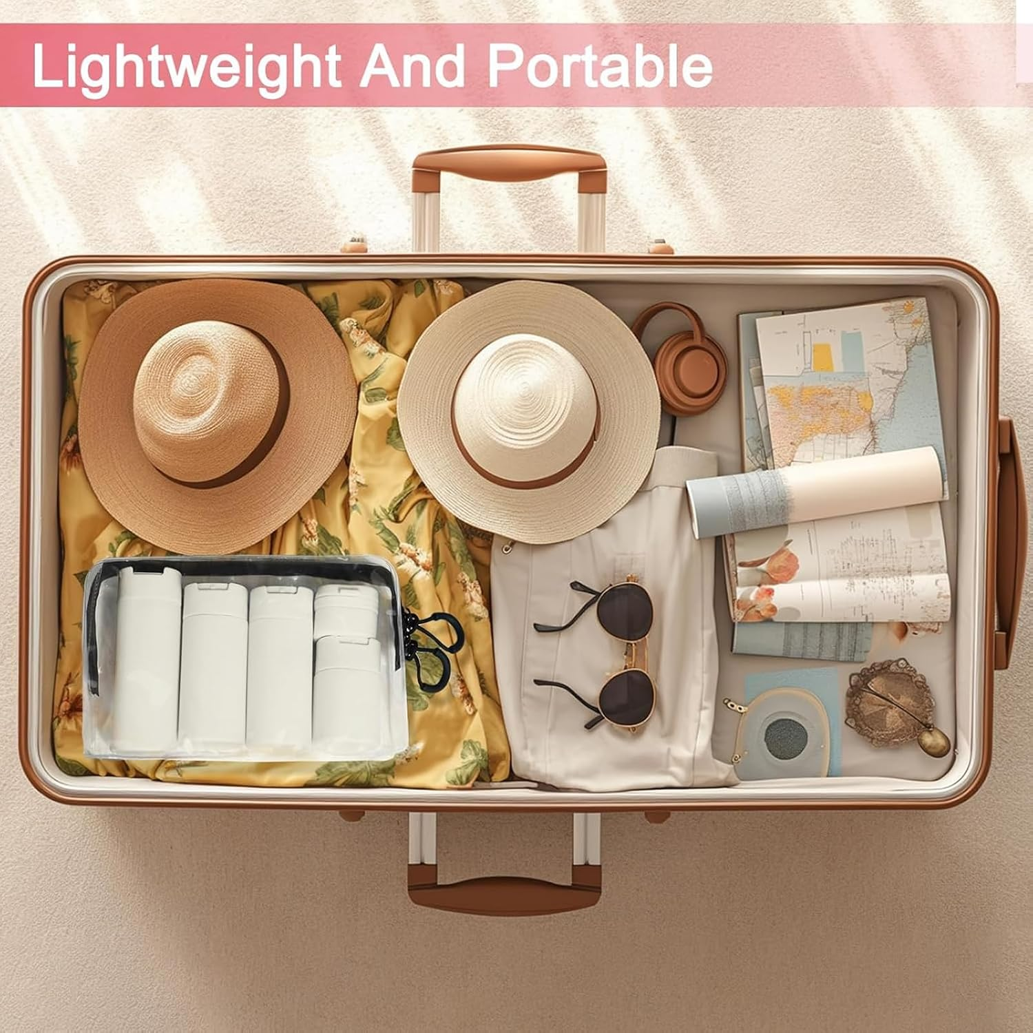 Weidllys 5Pcs Travel Cream Dispenser Bottles Set Travel Bottles Toiletry Containers Set, TSA Approved, Travel Essentials，Modern，Beige