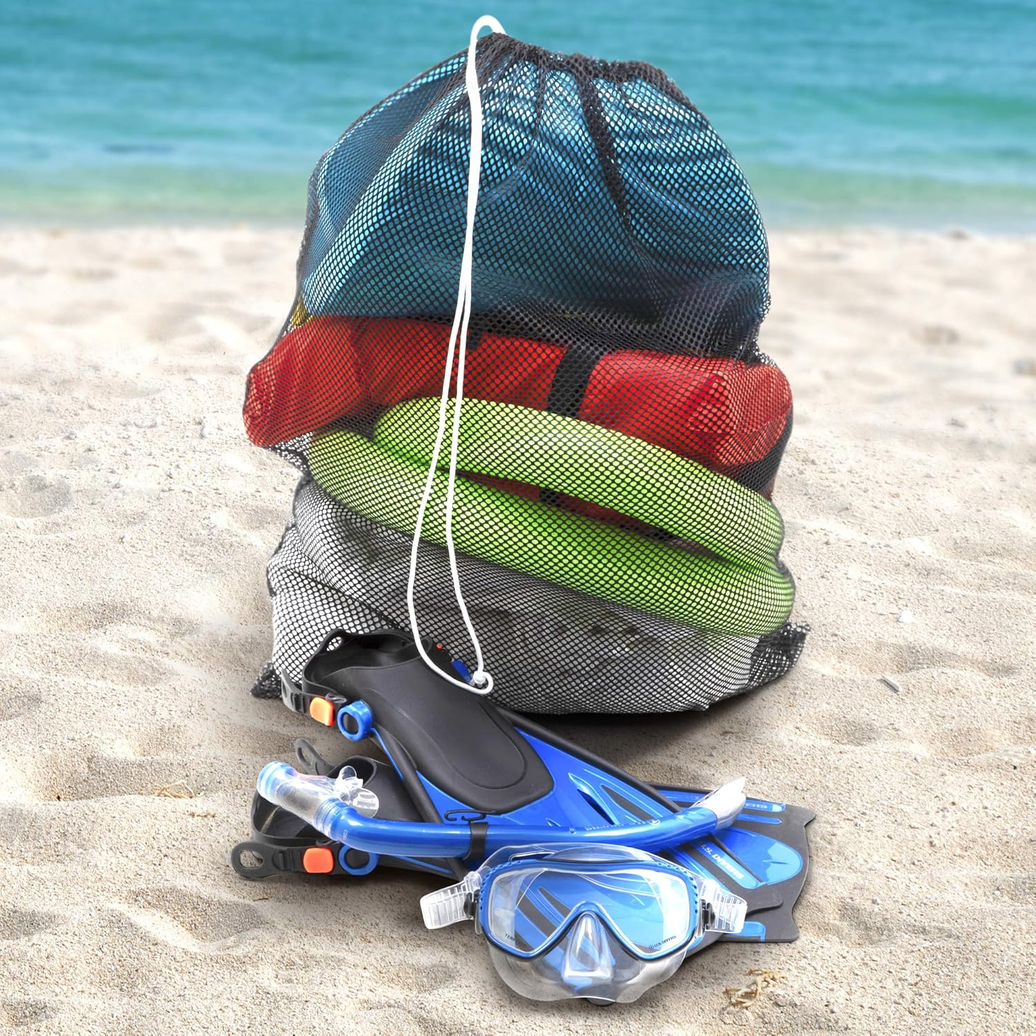 Champion Sports Mesh Equipment Bag &ndash; Heavy-Duty Nylon Drawstring Bag with Lock & ID Tag, Breathable Storage Sack for Balls, Swim Gear, Laundry & Toys, Multiple Sizes & Colors - Dark Navy image number 2