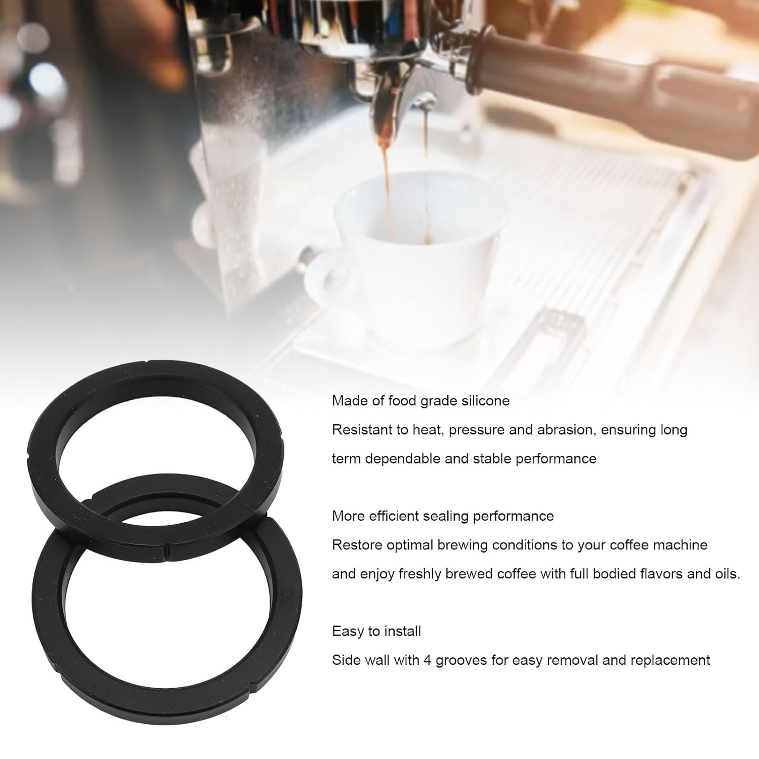 2PCS Group Head Gasket, Silicone Sealing Brew Head Group Gasket for Rancilio Silvia Coffee Machine Accessories, Rancilio Seal image number 3