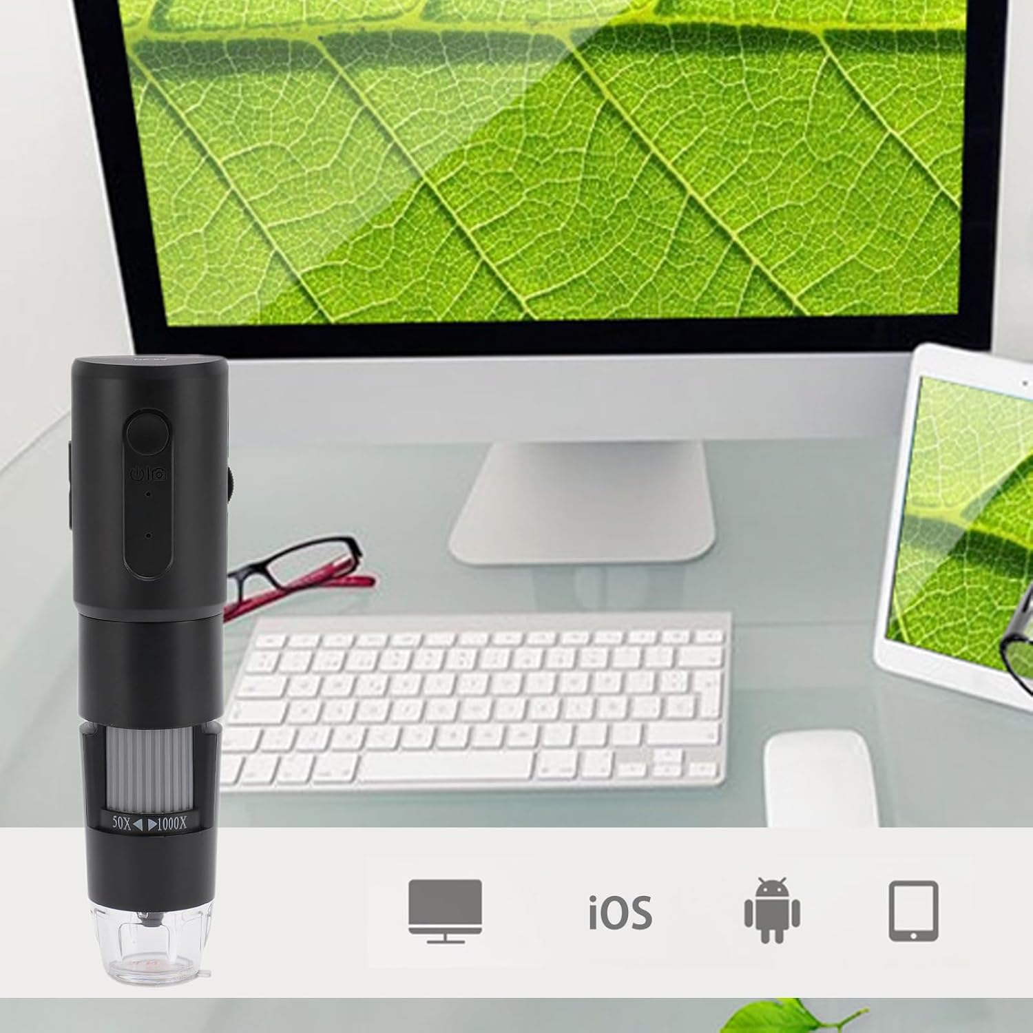 Wireless Digital Microscope, 50X to 1000X Magnification Portable Wifi Handheld Digital Microscope with 8 Leds, Compatible with Android 4.4, Ios 9.0, 7 8 10, OS X 10.8 or Higher image number 1