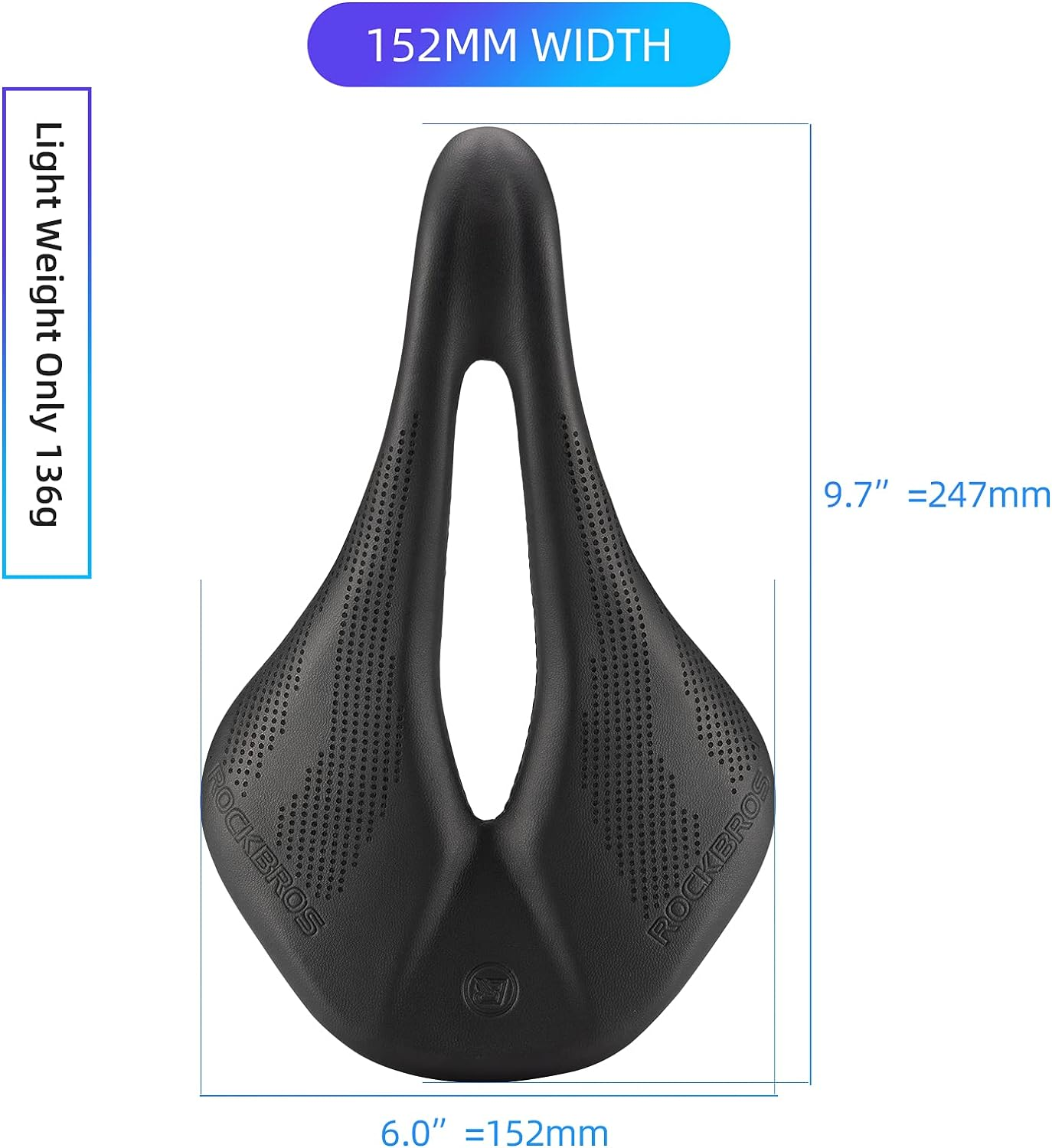 ROCKBROS Bike Seat Lightweight Carbon Fiber Bike Saddle Comfortable Road Bike Seat Bicycle Accessories for Men Women Pneumatic Cycling Saddle Cushion Shock Absorbing for Road MTB Mountain Bikes image number 5