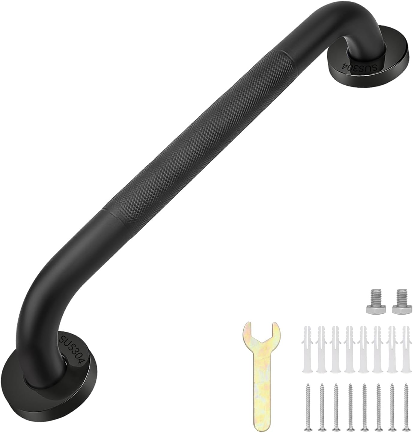 Sunzone 2-Piece Bathroom Grab Bars - 16-Inch Anti-Slip Chrome Stainless Steel Safety Hand Rails