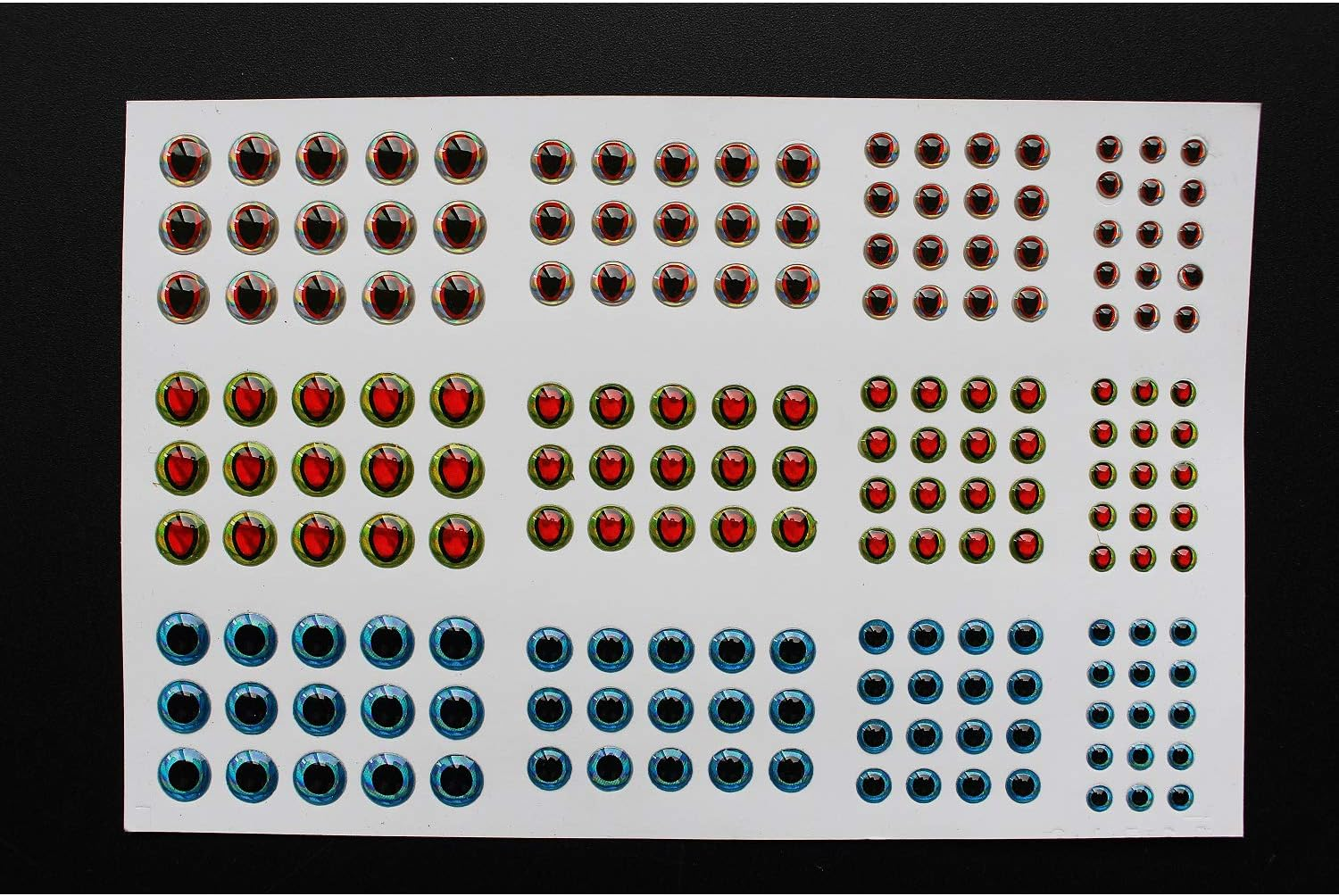 Tigofly 4 Sizes 2 Cards 366 Pcs 3D Fish Eyes Realistic Holographic DIY Fly Fishing Lures Making Artificial Eyes Tying Materials