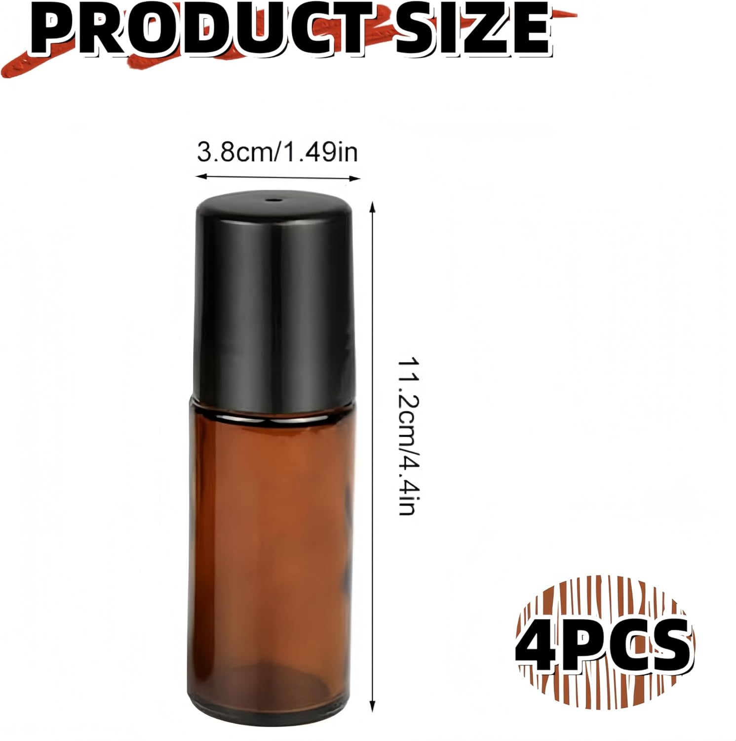 Jindizi 4PCS 30Ml Essential Oil Glass Roller Bottles, Empty Refillable Clear Roll-On Container with Pvc Balls and Lids (Amber) image number 1