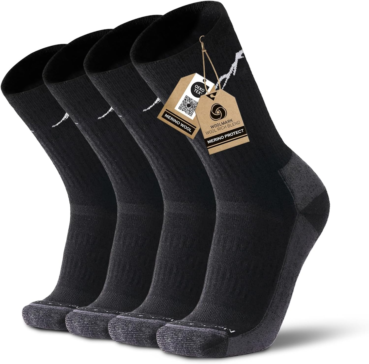 Merino Protect Merino Wool Socks for Men Warm Soft Hiking Socks Odor Resistant Crew Socks Hiking Hunting Cycling