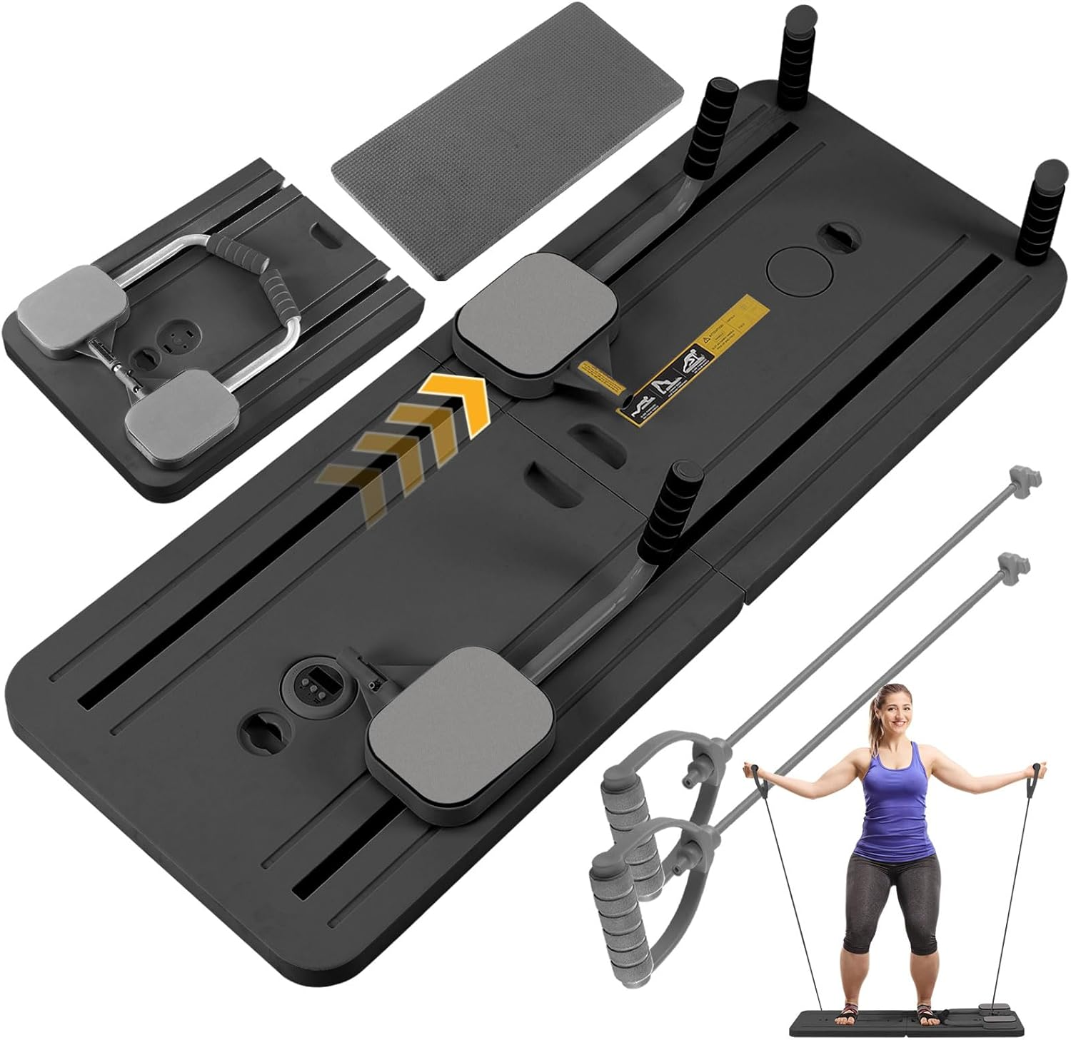 Pilates Reformer Machine,Pilates Reformer for Home Gym,Board Automatic Rebound Ab Roller ,Portable Abdominal Board for Low-Impact Core & Leg Training image number 4