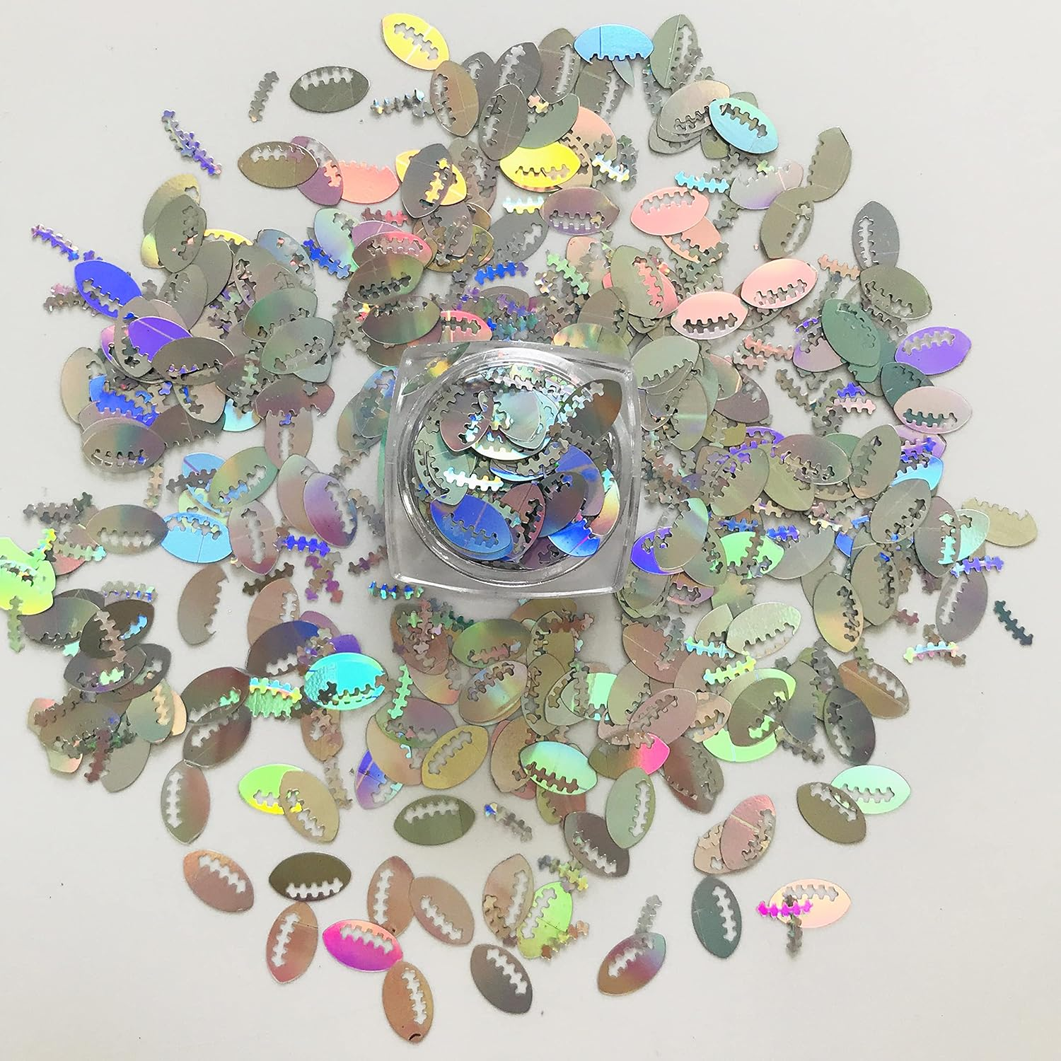 10 Grams/Pack - Sliver Holographic Football Rugby Ball Shape Glitter - Festival Rave Beauty Makeup Face Body Nail Art Decoration LB100 image number 3