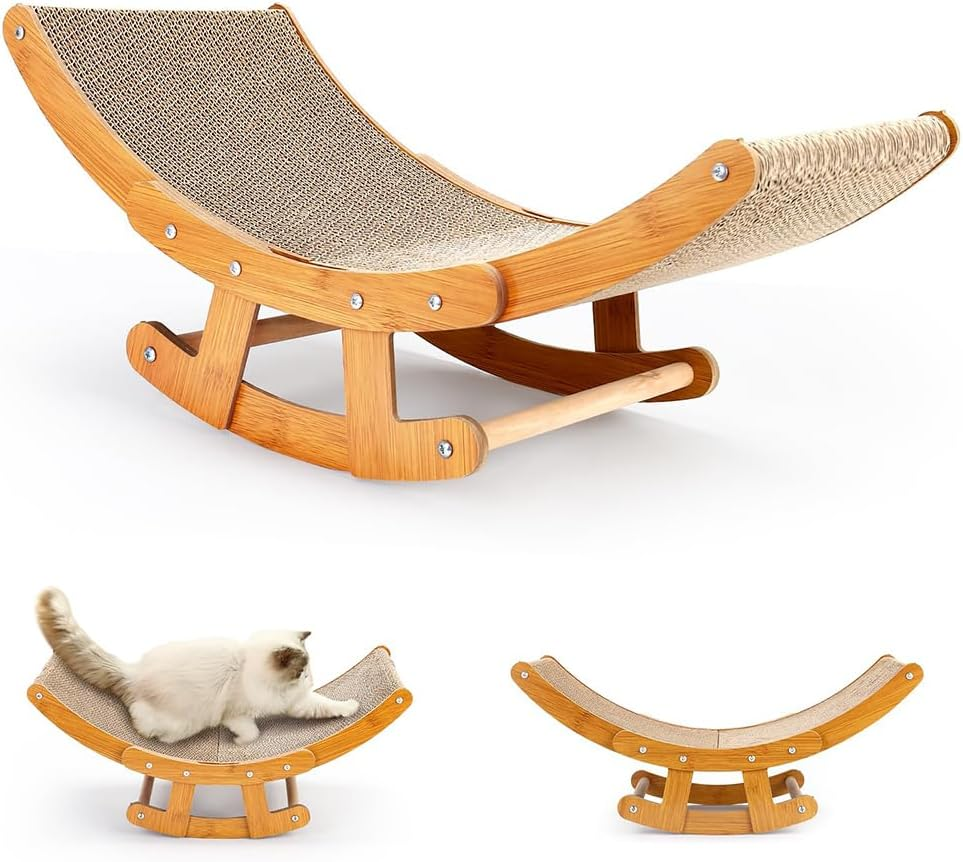 TOMVAES Cat Swing Bed Pet Rocking Hammock for Small Animal Rabbit Kitty Dogs Indoor Cats Indoor and Summer Breathable Outdoor Pet Camp Bed Easy to Assemble Wooden Frame Hanging Pet Bed image number 3