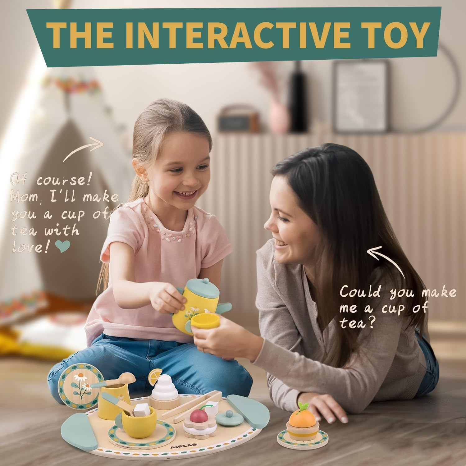 Tea Sets for Toddlers 3-5 Girl Birthday Gift 2 Year Old Princess Party Wooden Play Food Toy Sets for Kids Kitchen Accessories Age 3 4 5 6 Wood Educational Toys image number 3