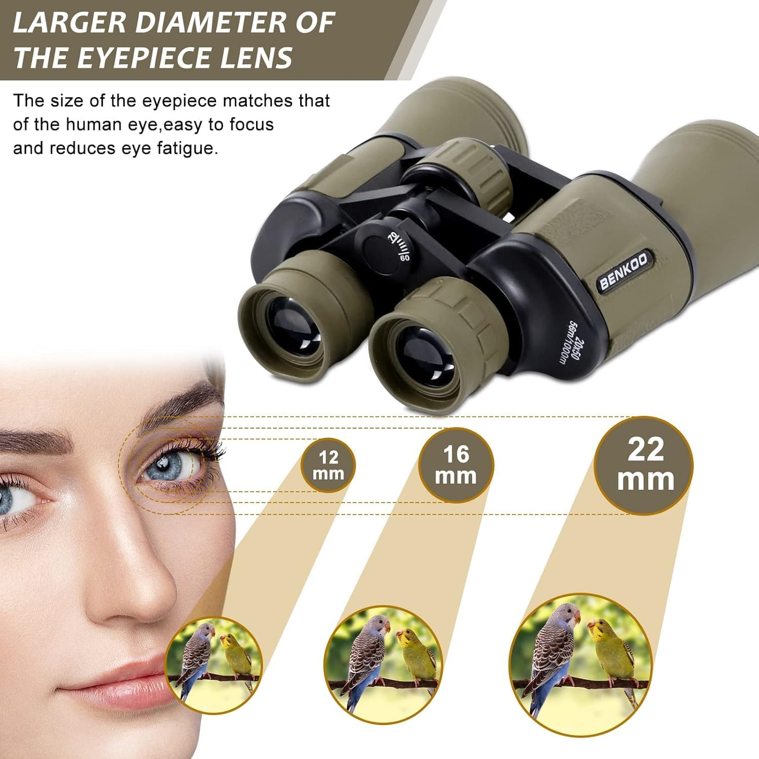 20X50 High Power Binoculars for Adults, HD Waterproof Binoculars with BAK4 Prism & FMC Lens,Portable Binocular Bird Watching Hunting Football Games Cruise with Carrying Bag,Strap,Phone Adapter-Green image number 2