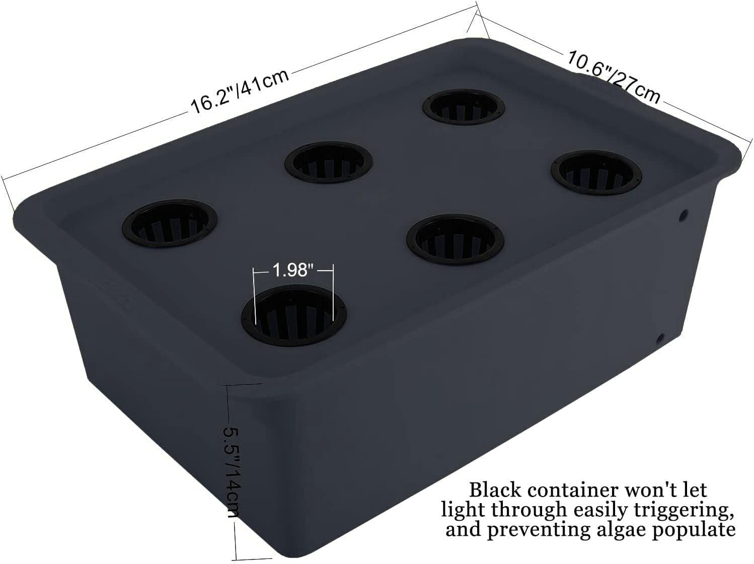 GROZY Hydroponics DWC Growing System 6/8/11 Net Pots Rooting Seedling Propagation Kit, Medium Size W/Airstone, Air Pump, Rockwool - Best Indoor Herb Garden for Lettuce, Mint, Parsley(Black) image number 1