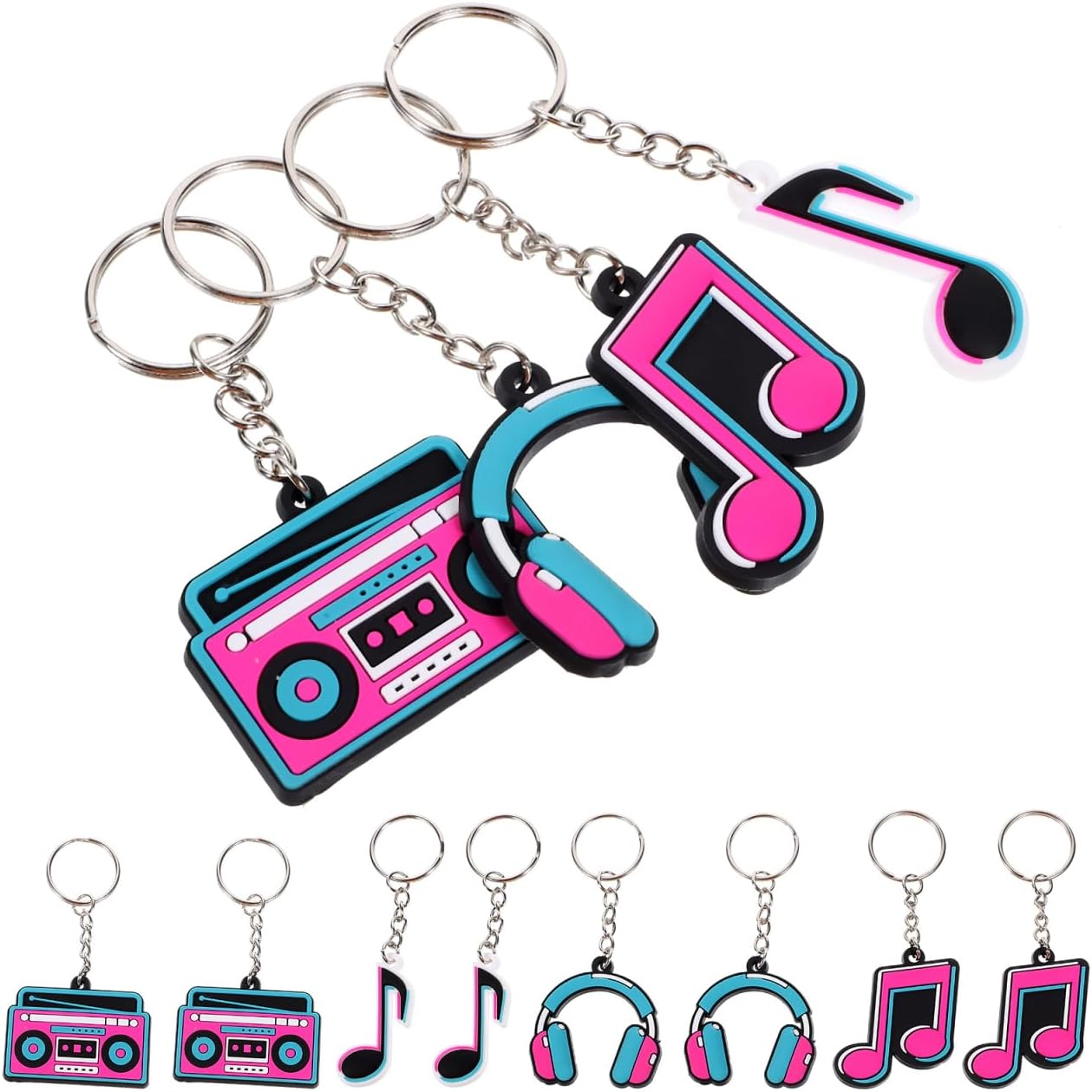 Alasum Music Party Keychain - 20Pcs Pvc Musical Note Keychain Assorted Colors for Party Favors and Decoration image number 2