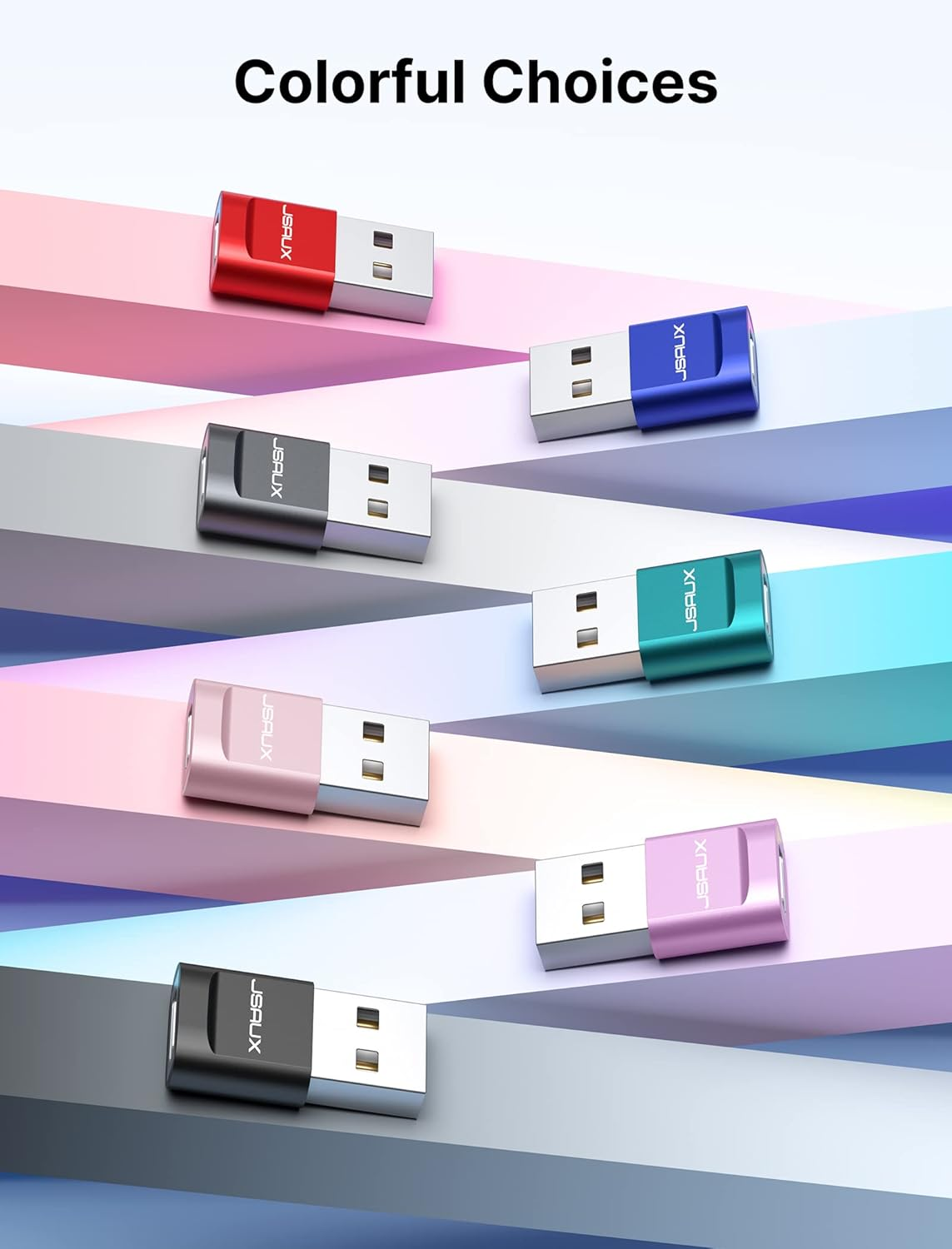 JSAUX USB C Female to USB a Male Adapter 4-Pack, Type C to USB Charger Cable Adapter Compatible with Iphone 16/15/14/13/12 Mini/Pro/Pro Max, Samsung Galaxy S24/S23 Note 10/20, Apple Watch Series-Grey image number 1