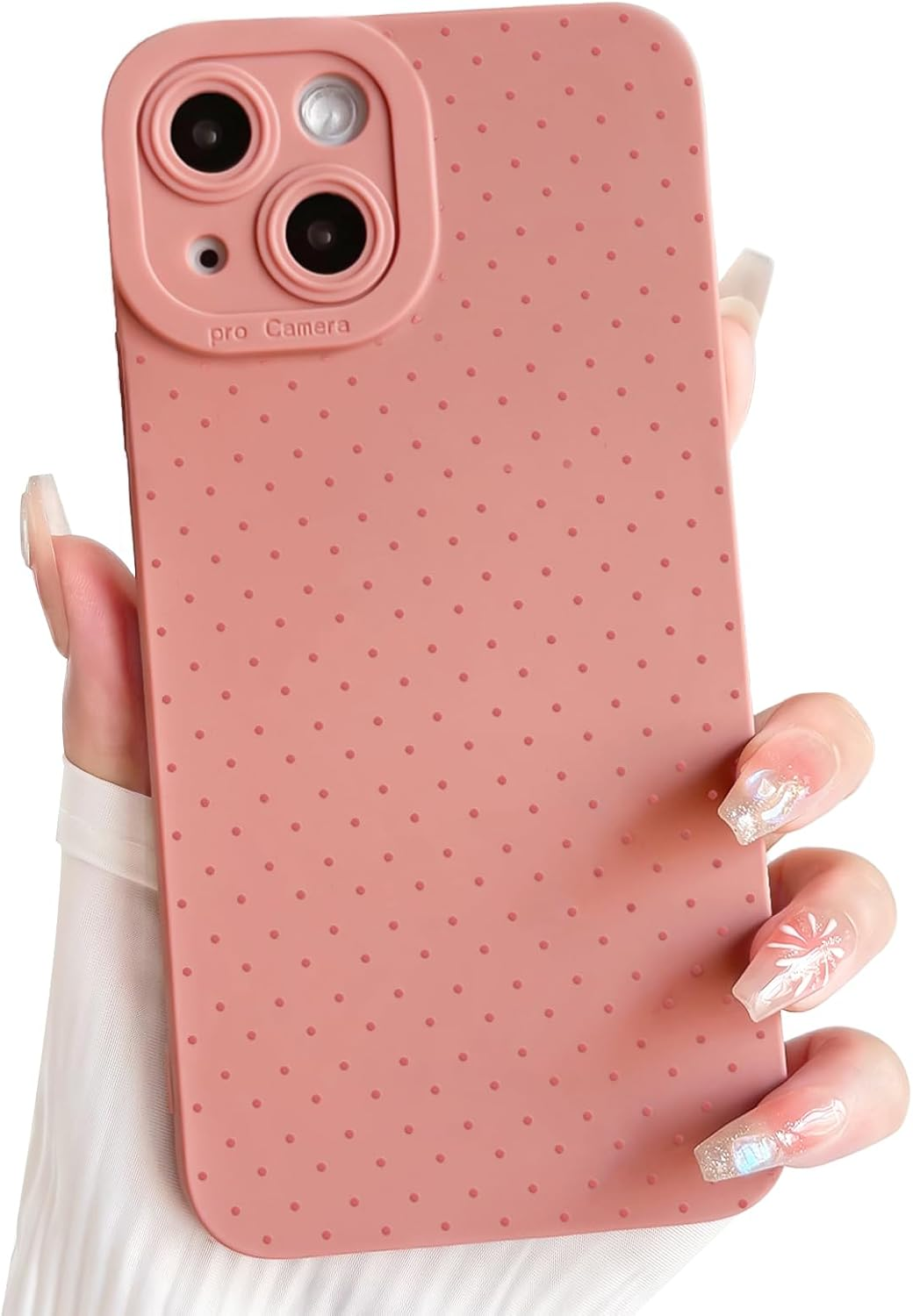 NITITOP Compatible with Iphone 17 Pro Case Cute Little Polka Dot Aesthetic Pattern for Women Girls Men Stylish Full Camera Soft Silicone Shockproof More Protection Cover - White