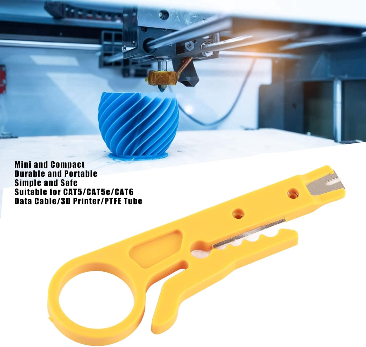 Mini Wire Stripper, Safe 5 Pcs Network Wire Stripper Punch down Cutter for Network Wire Cable for PTFE Tubes for 3D Printers for CAT5 Cat5E CAT6 Data Cables image number 5