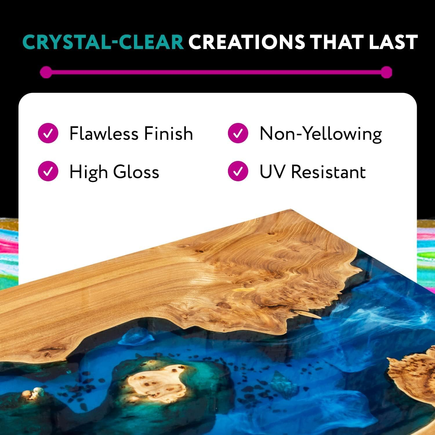 SANAAA 52OZ/1.5KG Deep Pour Epoxy Resin, 10CM Deep for River Table, Wood, 2:1 Ratio Crystal Clear, UV Resistant Art Casting image number 6