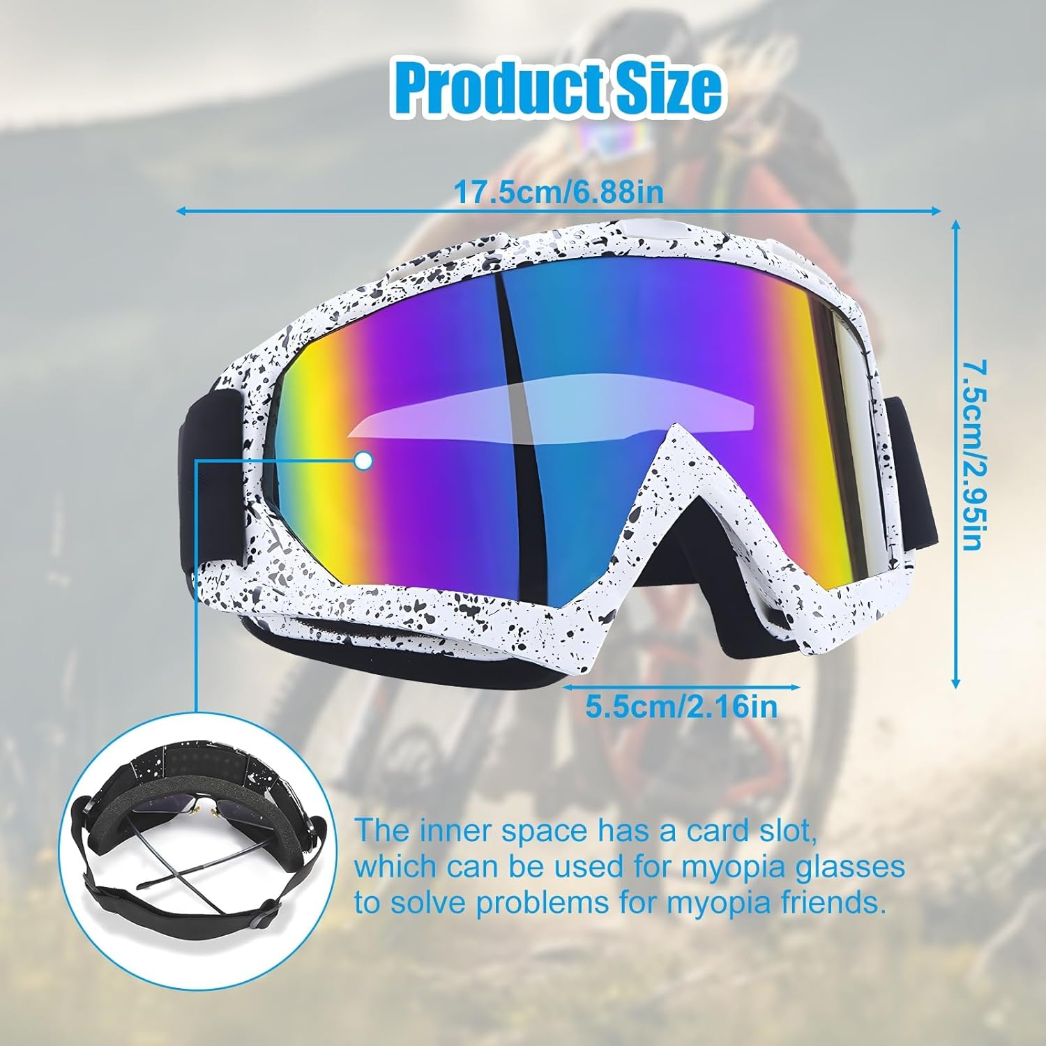 Motorcycle Goggles for Men Women, Ski Goggles, Windproof Dustproof Motocross Goggles, Windproof anti Fog UV Dirt Bike Goggles for Outdoor Sports Cycling Skiing image number 6
