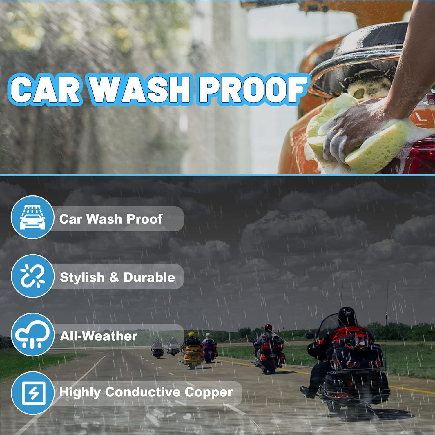 Anina 2PC 13 Inch Antenna Mast for 1998-2022 Harley Davidson Motorcycle Aerial Antenna for FM/AM Radio Signal Reception Car Wash Proof - Durable Flexible Rubber image number 5