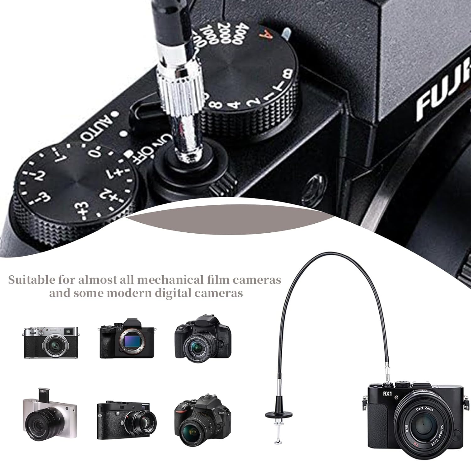 Mechanical Shutter Release Cable Cord with Bulb-Lock for Long Exposures, Vibration-Free Shutter Release Cable Compatible with Fujifilm Fuji X100VI Sony RX1R II RX10 Lecia M10 Nikon Df (100CM) image number 4