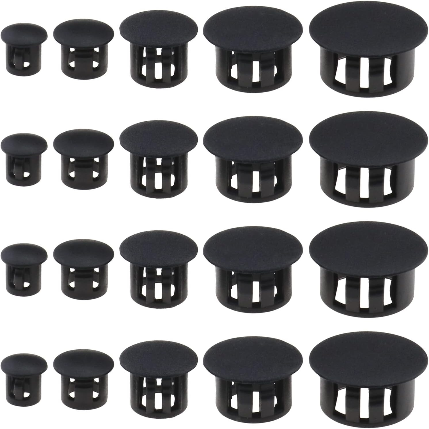 Ecsing 100Pcs Plastic Hole Plug Replacement Flush Type Hole Plugs Snap Furniture Fencing Post Pipe Insert End Caps Accessories for Cabinets Window Frames White