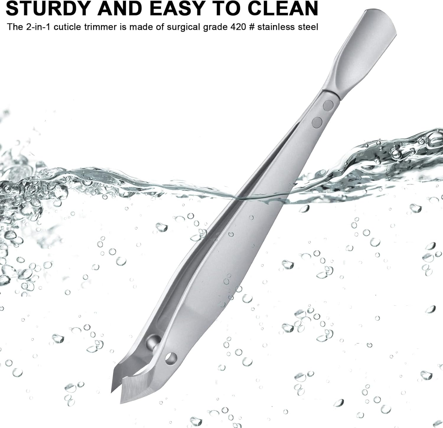 SG Nekoo 2-In-1 Cuticle Trimmer with Pusher, Portable Tweezers Design Sharp Cuticle Cutter Nipper, Precise Trimming of Hangnails for Fingernails and Toenails (Silver) image number 5