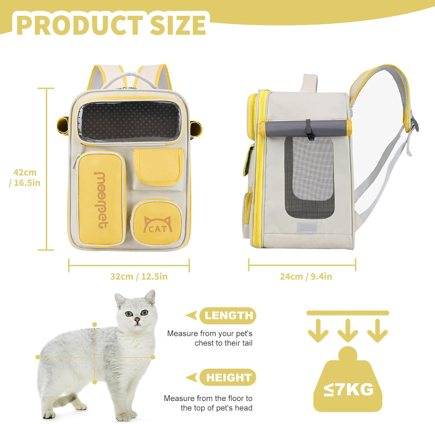 PETCUTE Cat Backpack, Space Capsule Pet Backpack for Small Cats and Dogs, Foldable Dog Carrier Backpack with Inner Safety Lead, Breathable Dog Backpack with Removable Mat image number 5