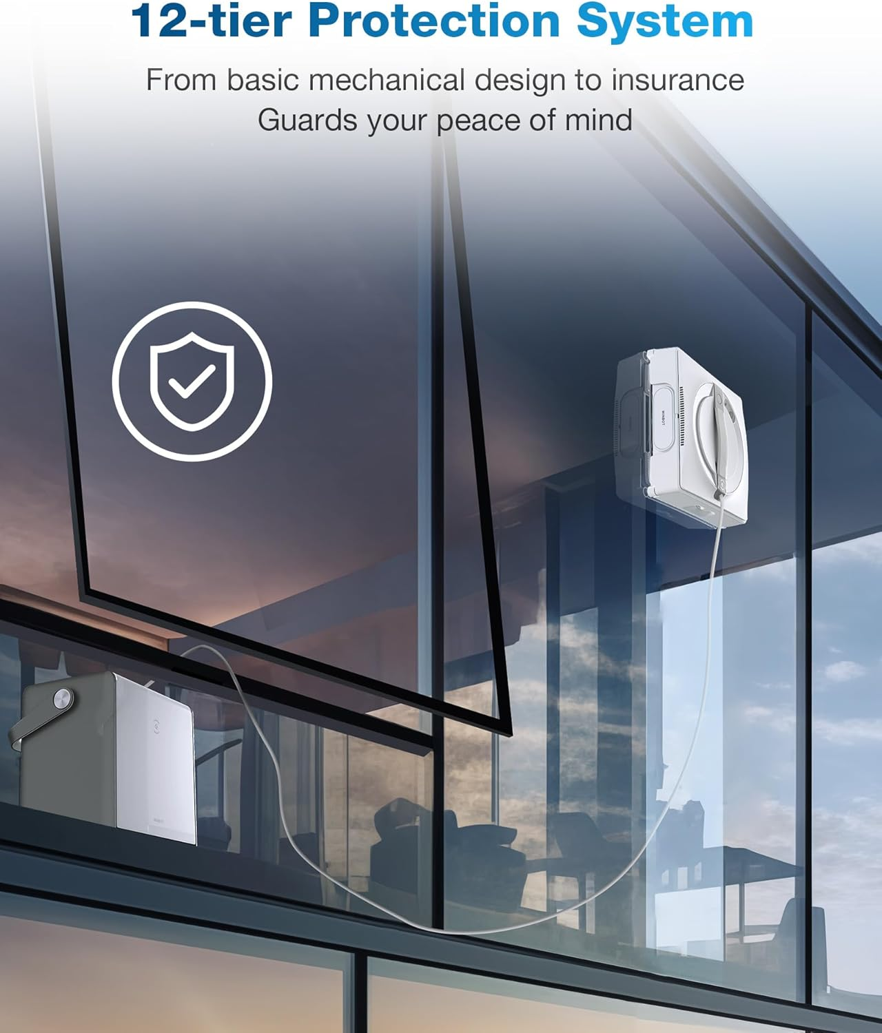 ECOVACS Winbot W2 PRO Omni Window Cleaner Robot with 2800 Pa Suction, Cross Auto-Spray, and Win SLAM 4.0 Path Planning Technology, Multifunctional Station, White