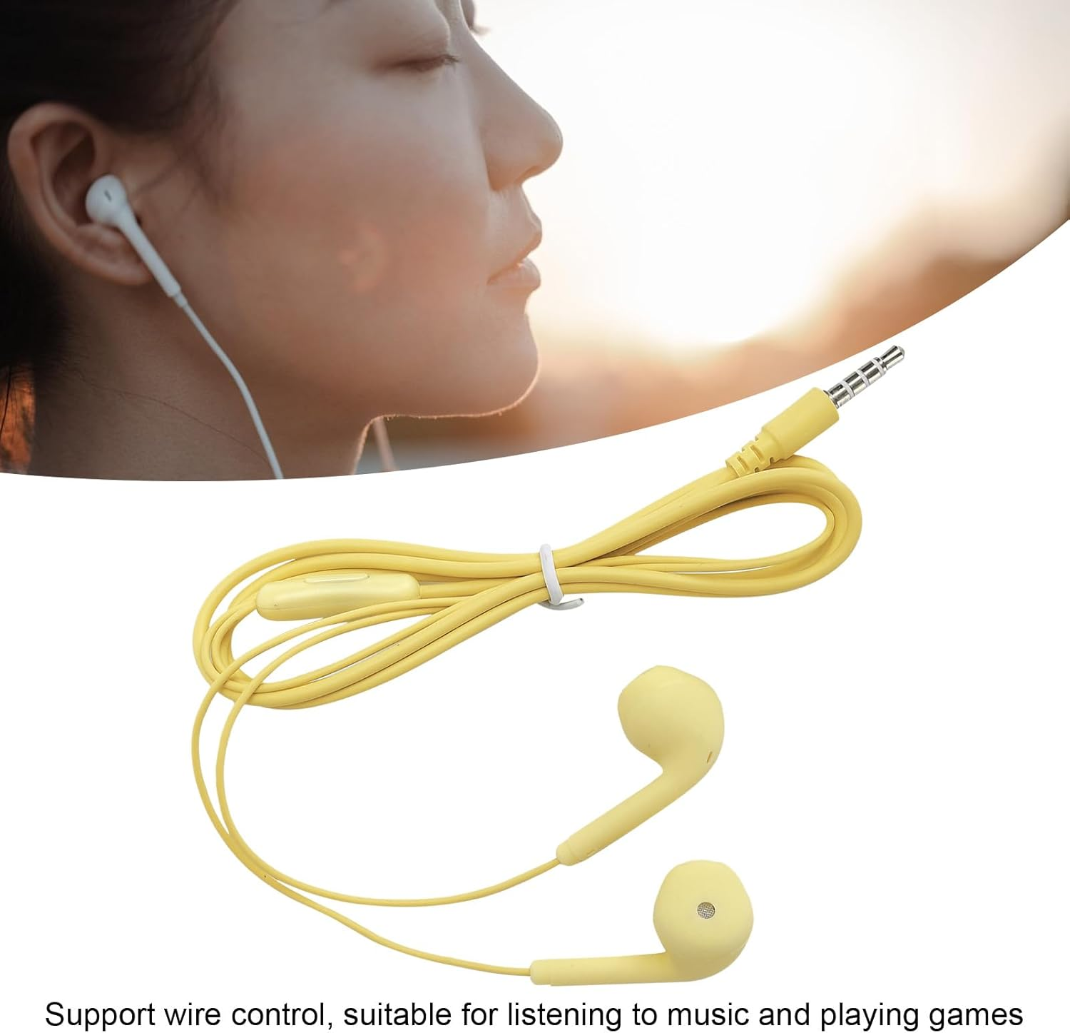 Garsent Ergonomic Small Lightweight Wired Earphone, Hifi Sound, 3.5 Mm Interface, Hands-Free Function, Durable ABS Material (Yellow) image number 4