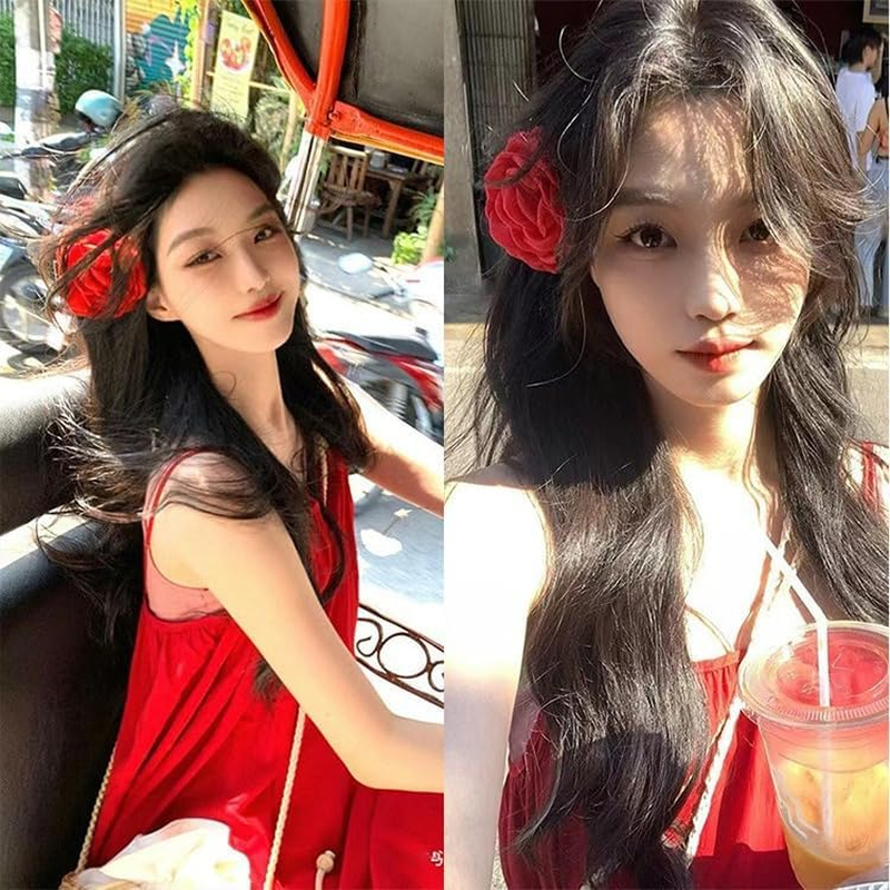 Large Rose Flower Claw Clip for Women Girls Red Rose Hair Clips for Women Girls Rose Claw Clips for Hair Decorations for Long Short Hair Styling Clips for Women Girls image number 1