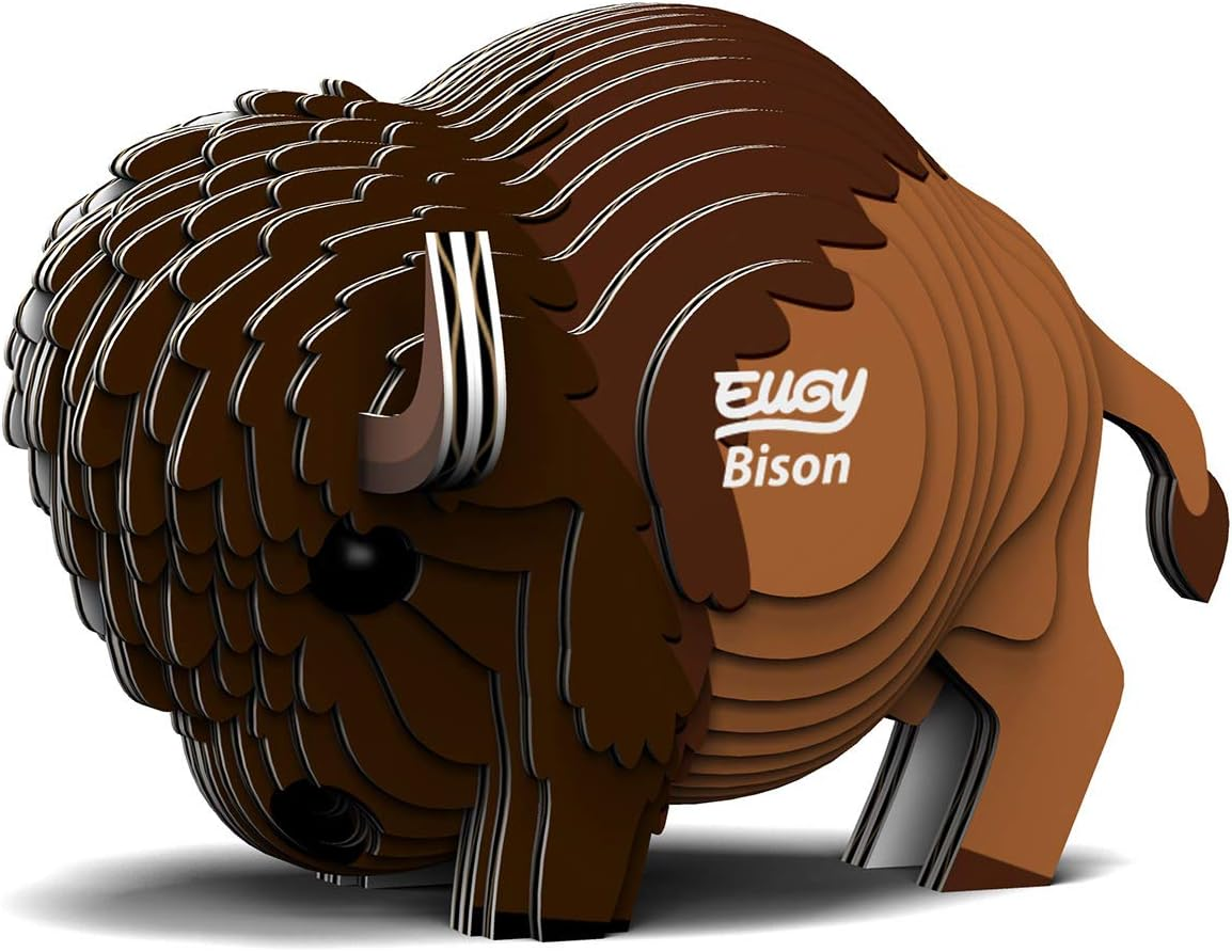 EUGY 045 Bison 3D Puzzle - 24 Piece Eco-Friendly Educational Toy Puzzle for Boys, Girls & Kids Ages 6+