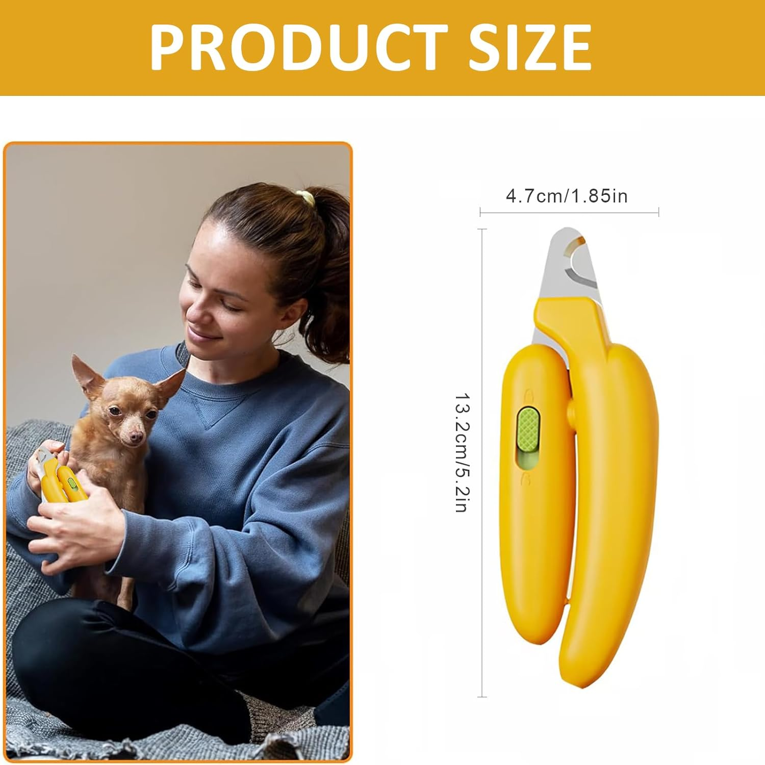 Professional Claw Scissors for Dogs and Cats, Stainless Steel Claw Pliers, Mini Banana Dog Claw Cutter, Claw Scissors with Splash-Proof Protective Device, for Medium and Small Pets Claw Care image number 3