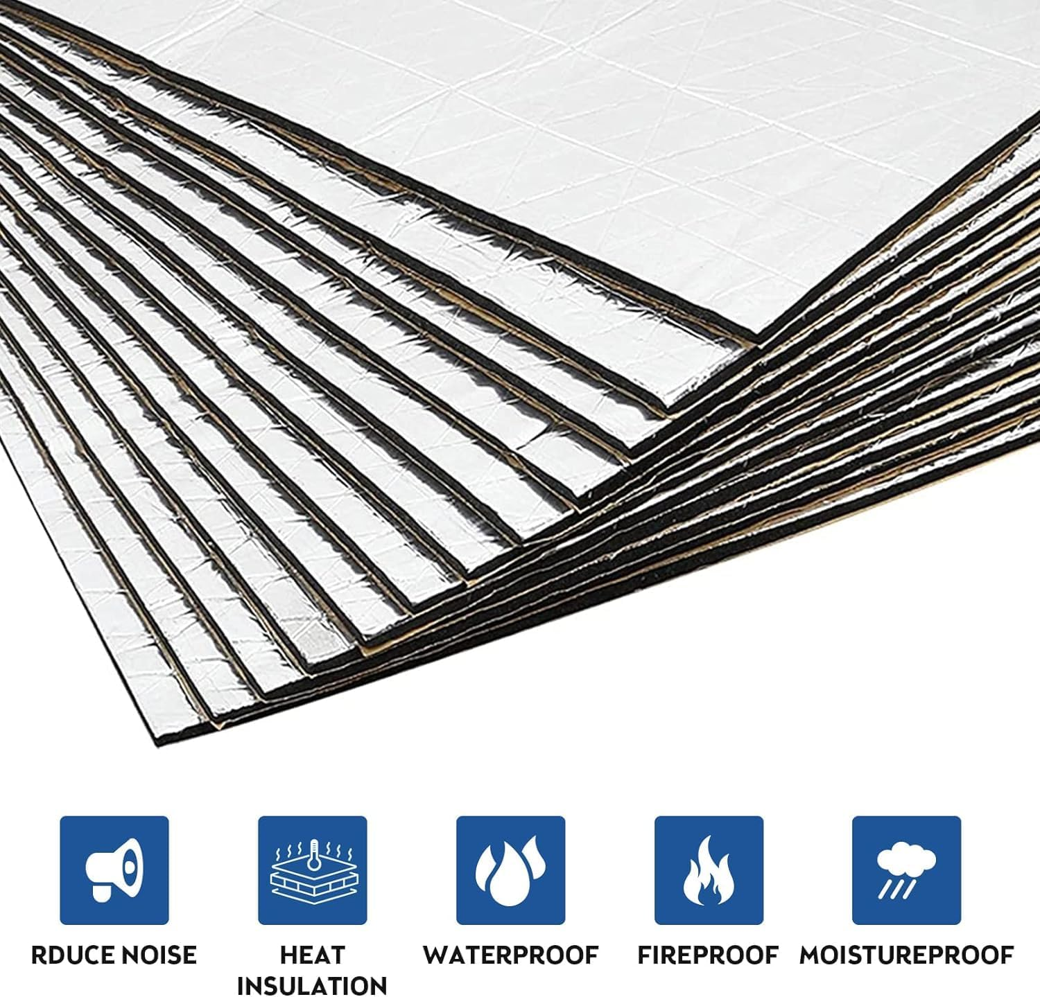 Car Sound Deadening Mat, Heat Shield Mat, Automotive Sound Deadener, Noise & Heat Insulation, Moistureproof Waterproof, 197Mil 10.76Sqft (10 Sheets 15.7" X 9.8") image number 6