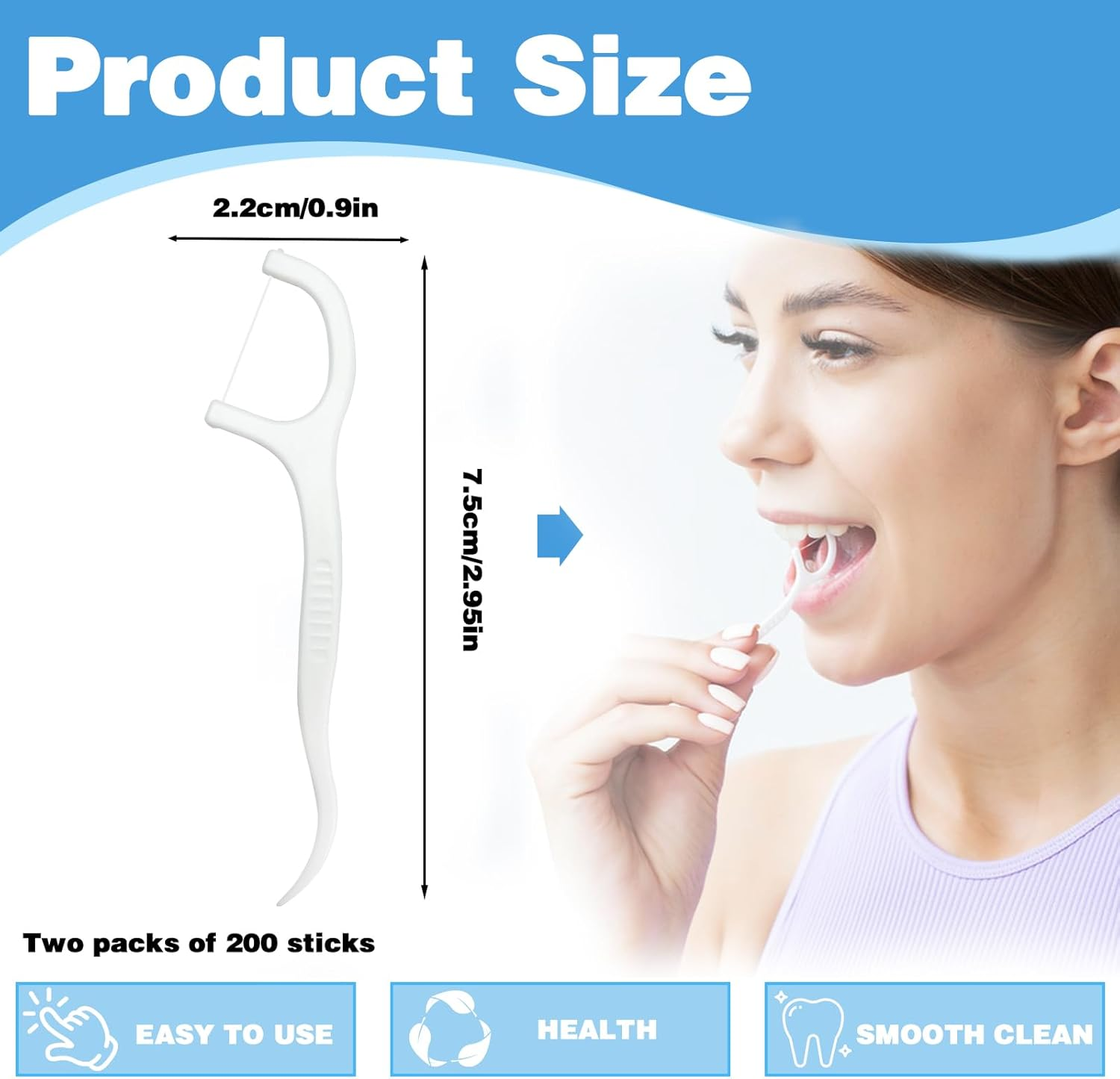 200 Count Tooth Floss Picks, Double Cleaning Tooth Picks Flossers with Bristles,Small Home Tooth Pick for Adult (200) image number 1