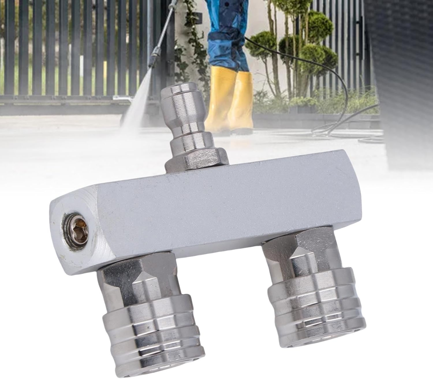 Jiawu Pressure Washer Tips, 2 in 1 Dual Power Washer Nozzle Tips, 1/4 Inch Quick Connect Aluminum Alloy Spray Nozzles with 0 Degree Red & 40 Degree White Nozzle, 4500PSI image number 2