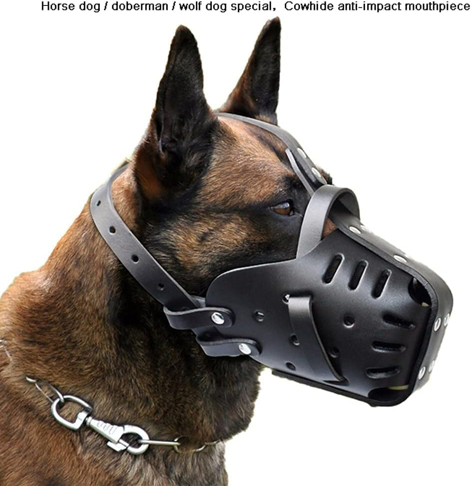 Pet Muzzles, Handmade Leather, Medium and Large Dogs, Horses, Doberman Eastern German Shepherd, Anti-Bite Dog Training Masks, Defense Muzzles, Service,M image number 3