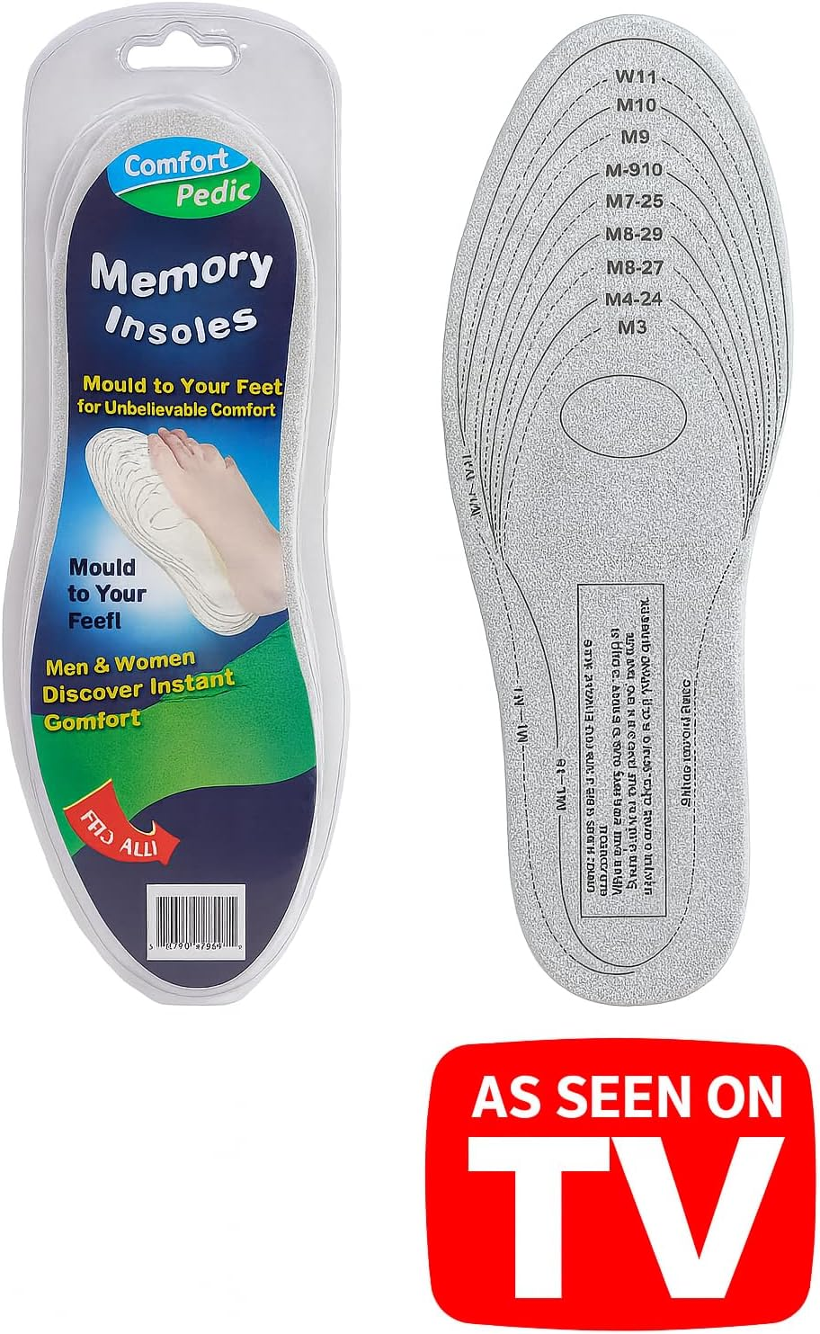 Memory Foam Insoles &ndash; 2 Pairs | Trim-To-Fit Inserts for Men & Women | Arch Support, Shock Absorption & Foot Pain Relief | All-Day Comfort for Work Boots, Sneakers & Shoes