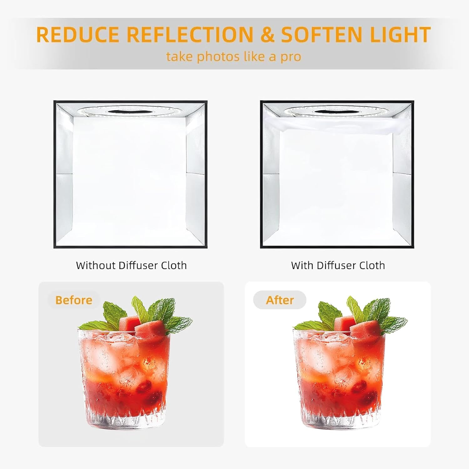 Aiiyiihii 40X40 Cm Portable Folding Photo Studio Light Box, with Ring Colour Changing Light, Professional Photography Dimmable Shooting Tent Kit with 120 Leds & 6 Kinds Double-Sided Color Backgrounds image number 4