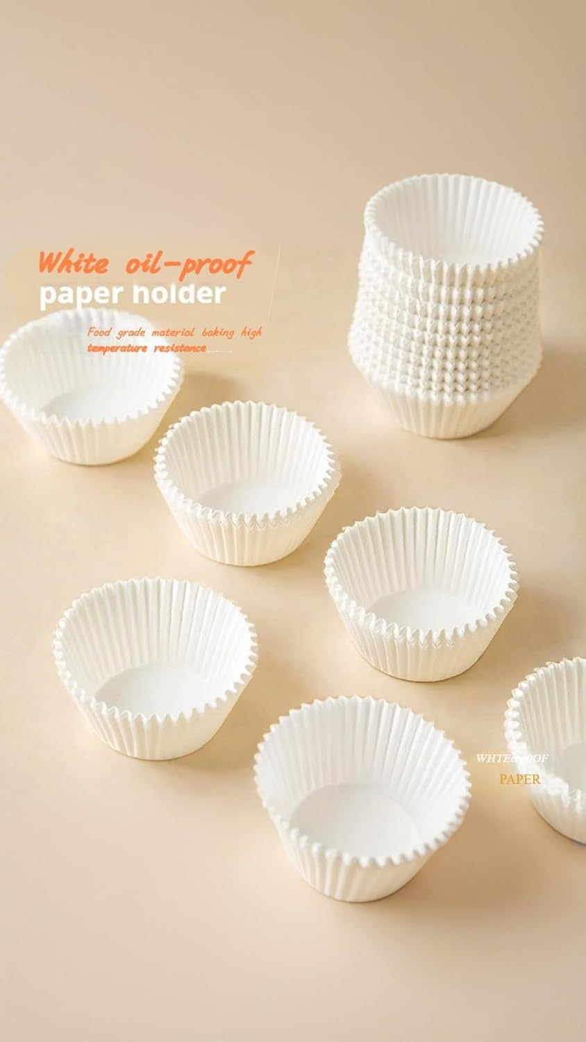 500 Pack Mini Cupcake Liners: White Greaseproof Baking Cups, Odorless Small Wrappers for Ly Released Delicate Muffins & Pastries - for Home & Professional Baking Needs image number 2