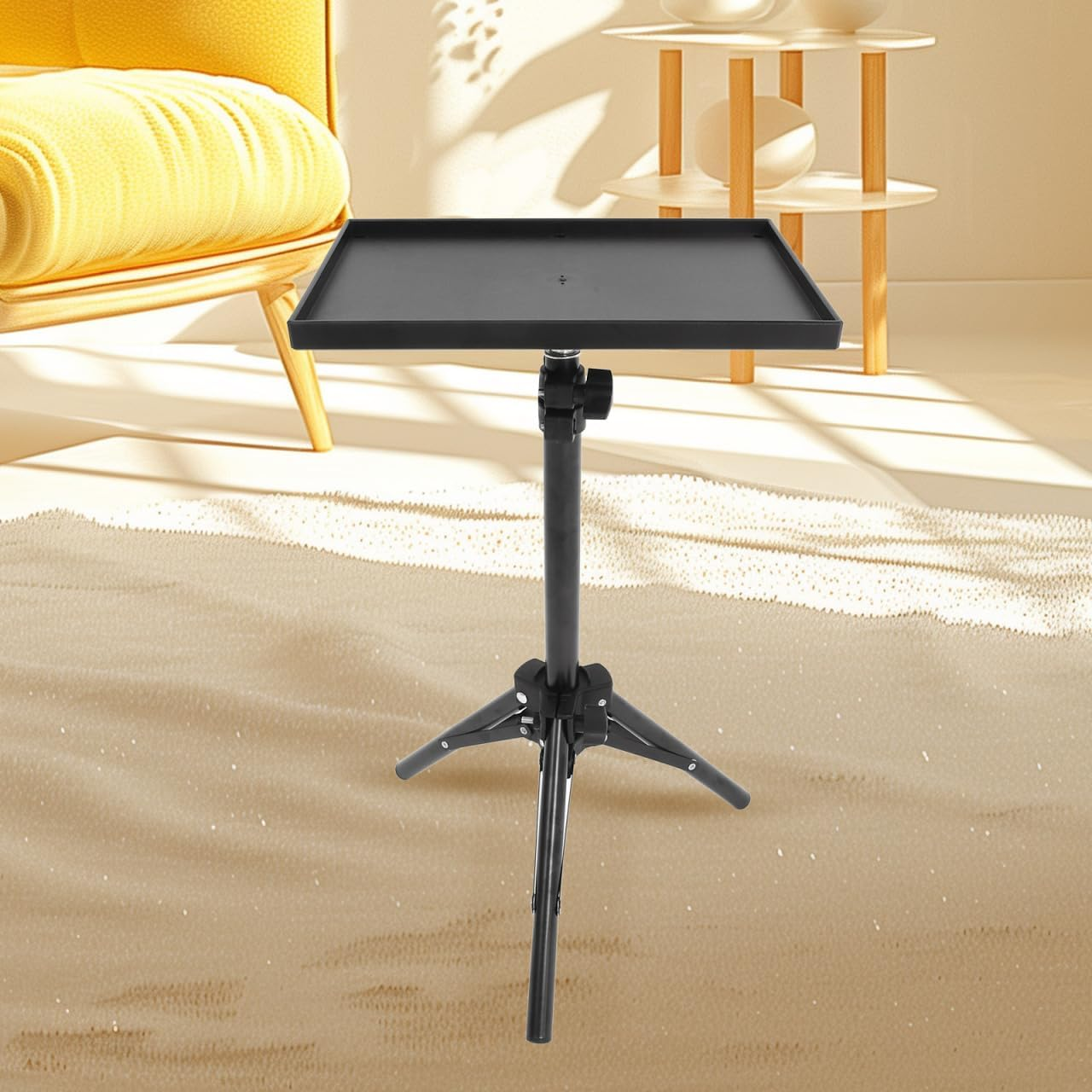 Alasum Adjustable Projector Stand Tripod for Laptop, Heavy Duty Floor Stand with Anti-Drop Tray, Ideal for Home, Office, Dj, and Presentations, Black, 18.9 X 9.8 X 9.8 Inches image number 3