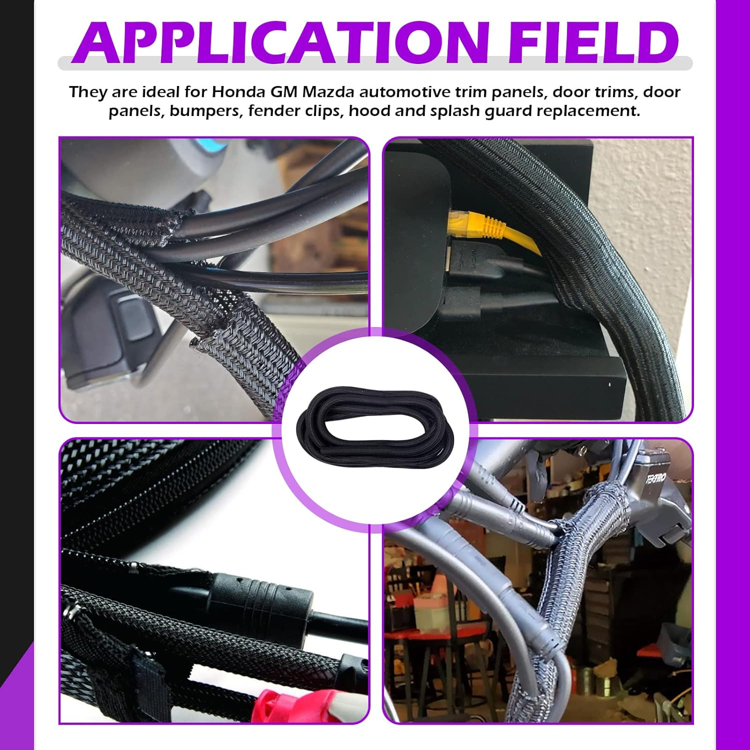 Swpeet 1/4 Inch 10Ft Blackred PET Expandable Braided Cable Sleeve, Cord Protector Wire Loom Tubing Cable Sleeve Wire Sleeving for Audio Video and Other Home Device Cable Automotive Wire - 1/2 Inch image number 3