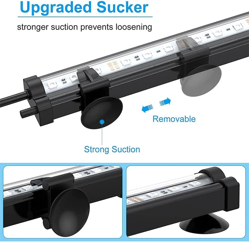 28-88CM RGB LED Fish Tank Light, Abeststudio Submersible Aquarium Light with Air Bubble Hole, IP68 Waterproof, 16 Colors Changing LED Lights (68Cm (For 70-80Cm Tank)) image number 3