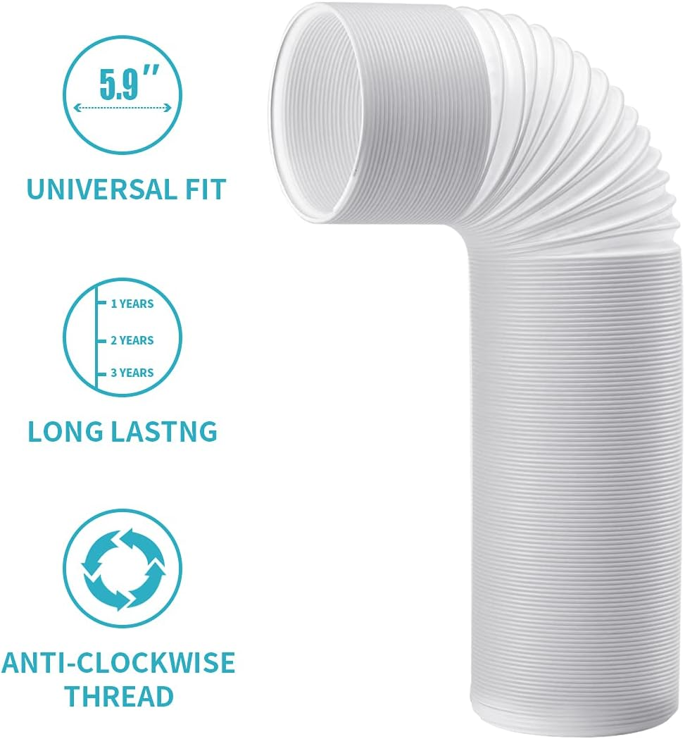 80" Length 5.9 Inch Diameter Portable Air Conditioner Hose, AC Exhaust Hose Anti-Clockwise Thread Air Conditioner Parts Compatible with Haier, Delonghi and More (Anti-Clockwise 5.9 Inch) image number 4