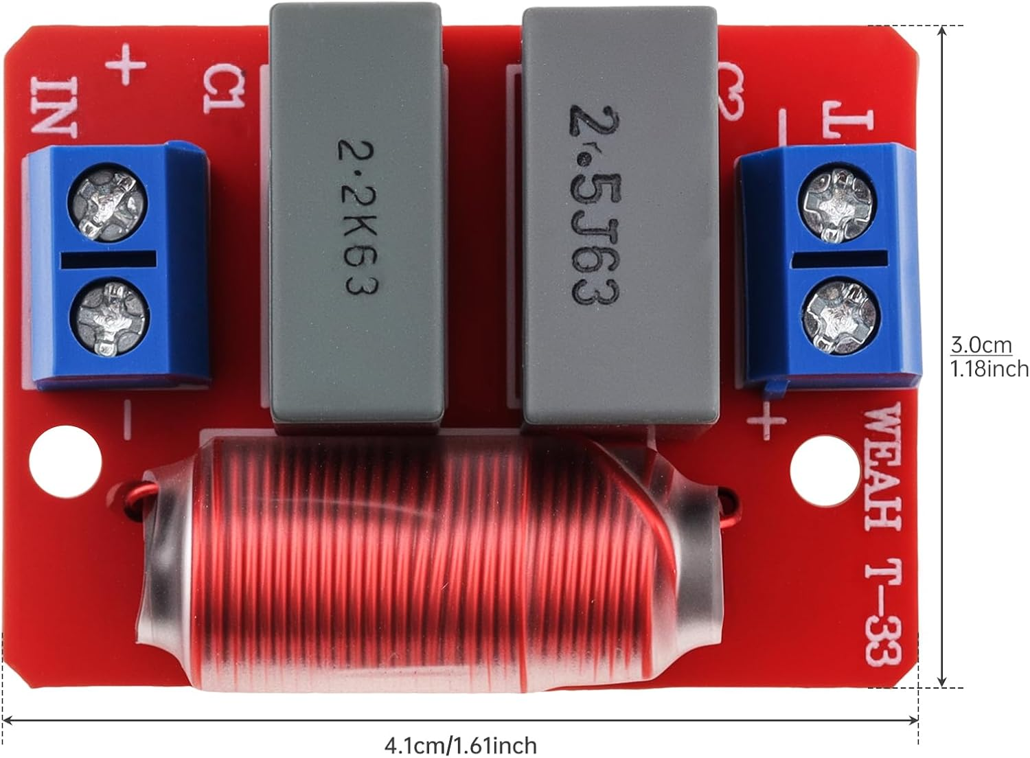 Drisentri 1 Way Crossover, 80W 4-10 Ohm Audiophile High Pass Tweeter Crossover for Car/Home Hifi Speakers image number 1