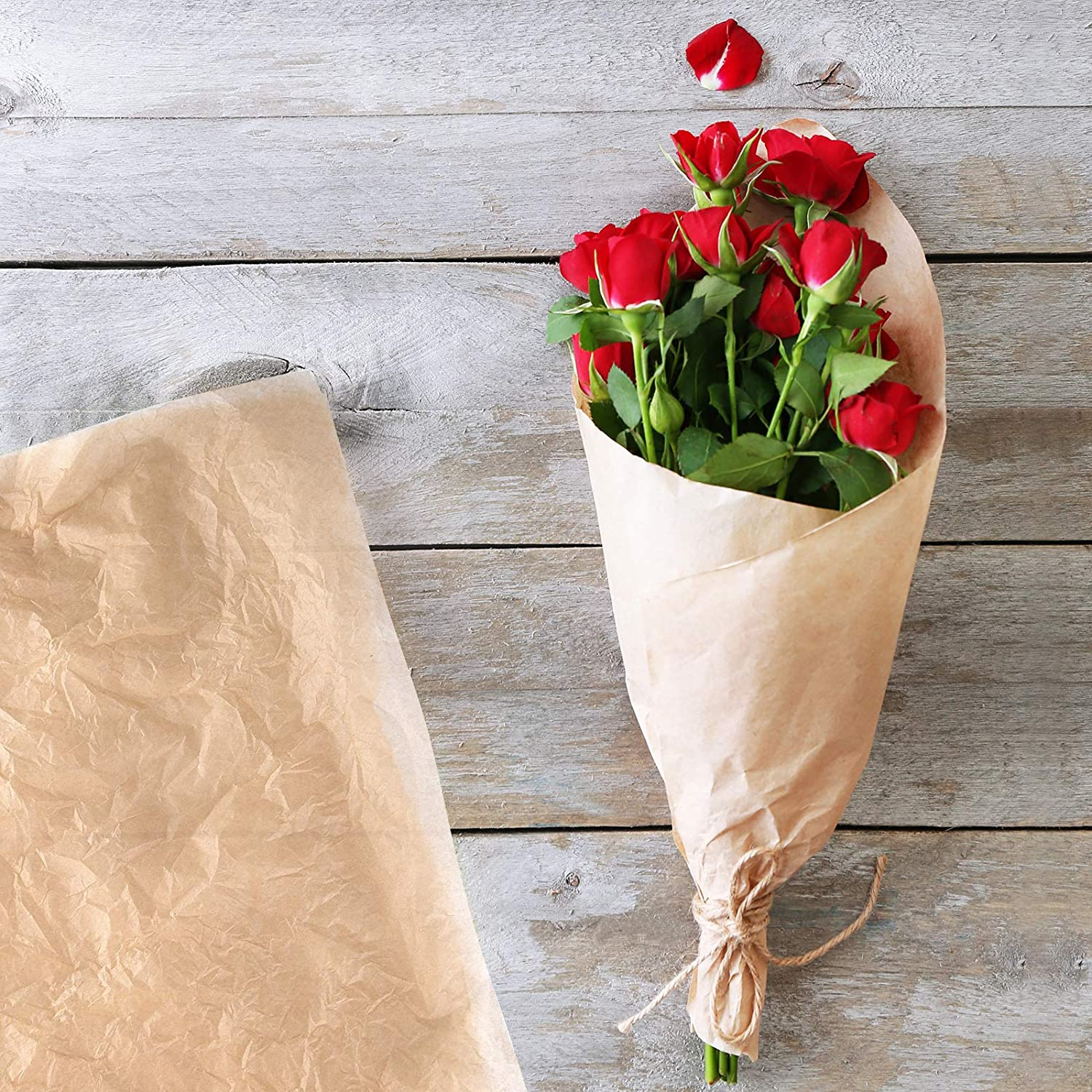 CHRORINE 60 Sheets Kraft Tissue Paper Bulk Brown Wrapping Paper Art Paper Crafts for DIY Project Birthday Holiday Craft Decor image number 2